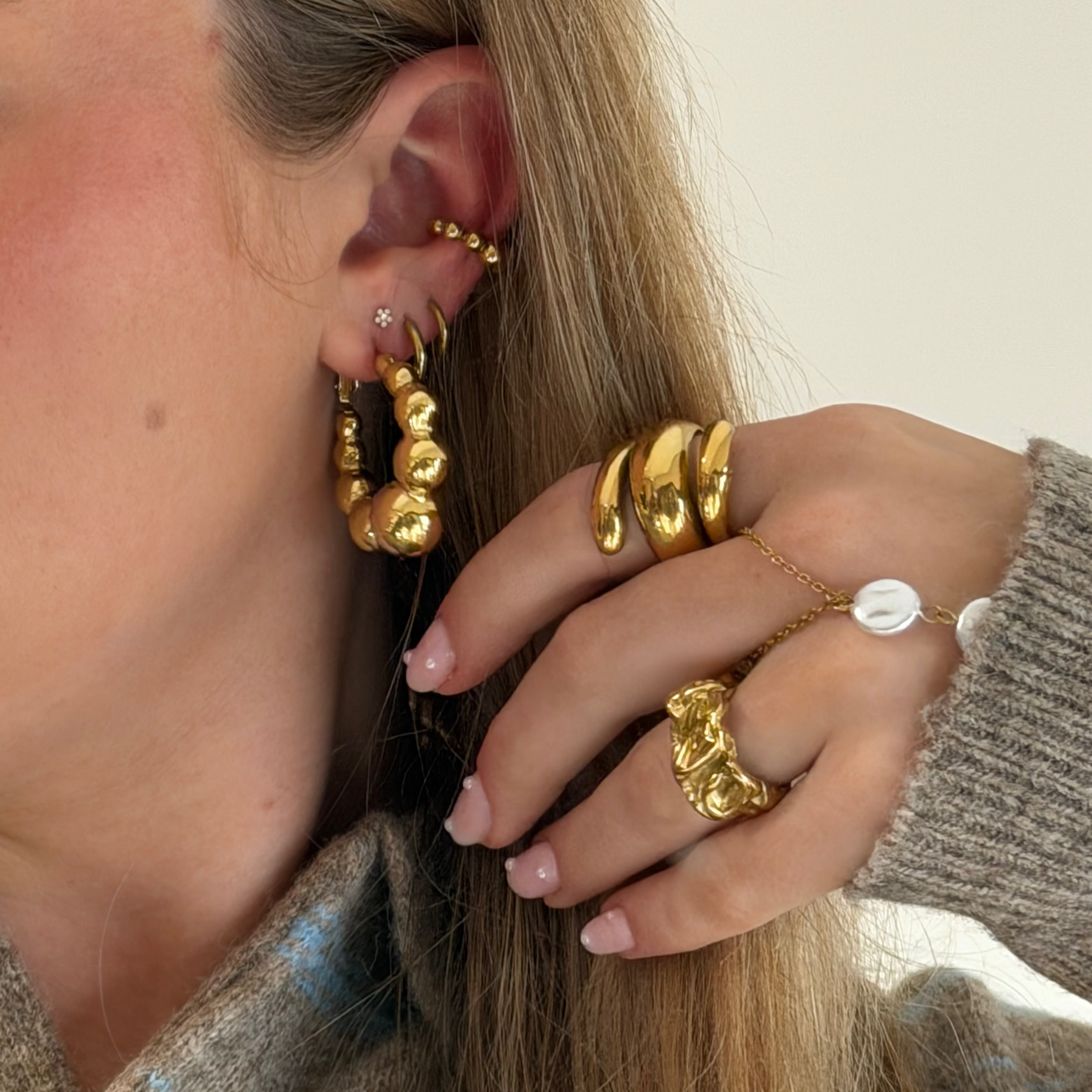 Beaded Statement Hoops