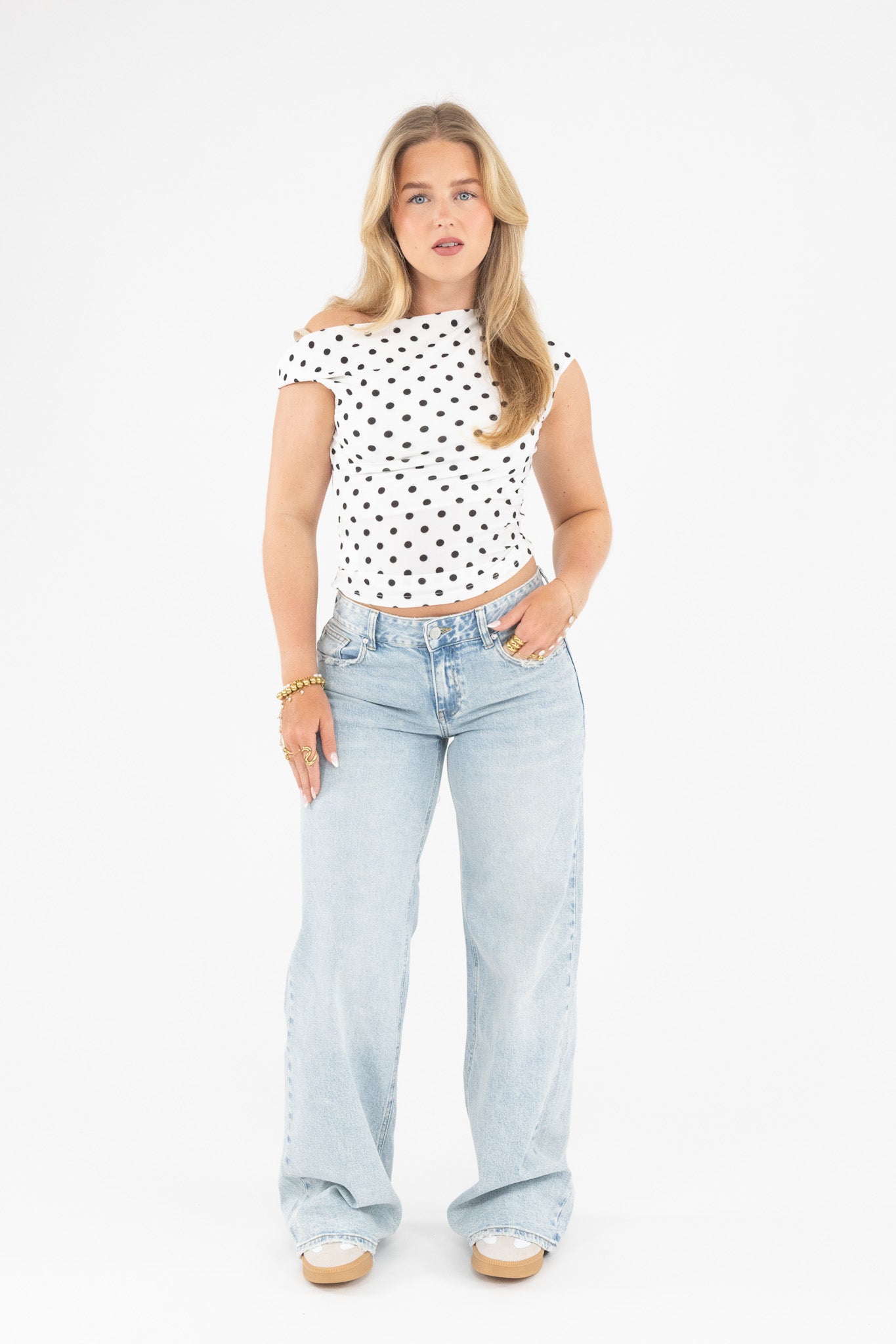 Dots Off Shoulder Top