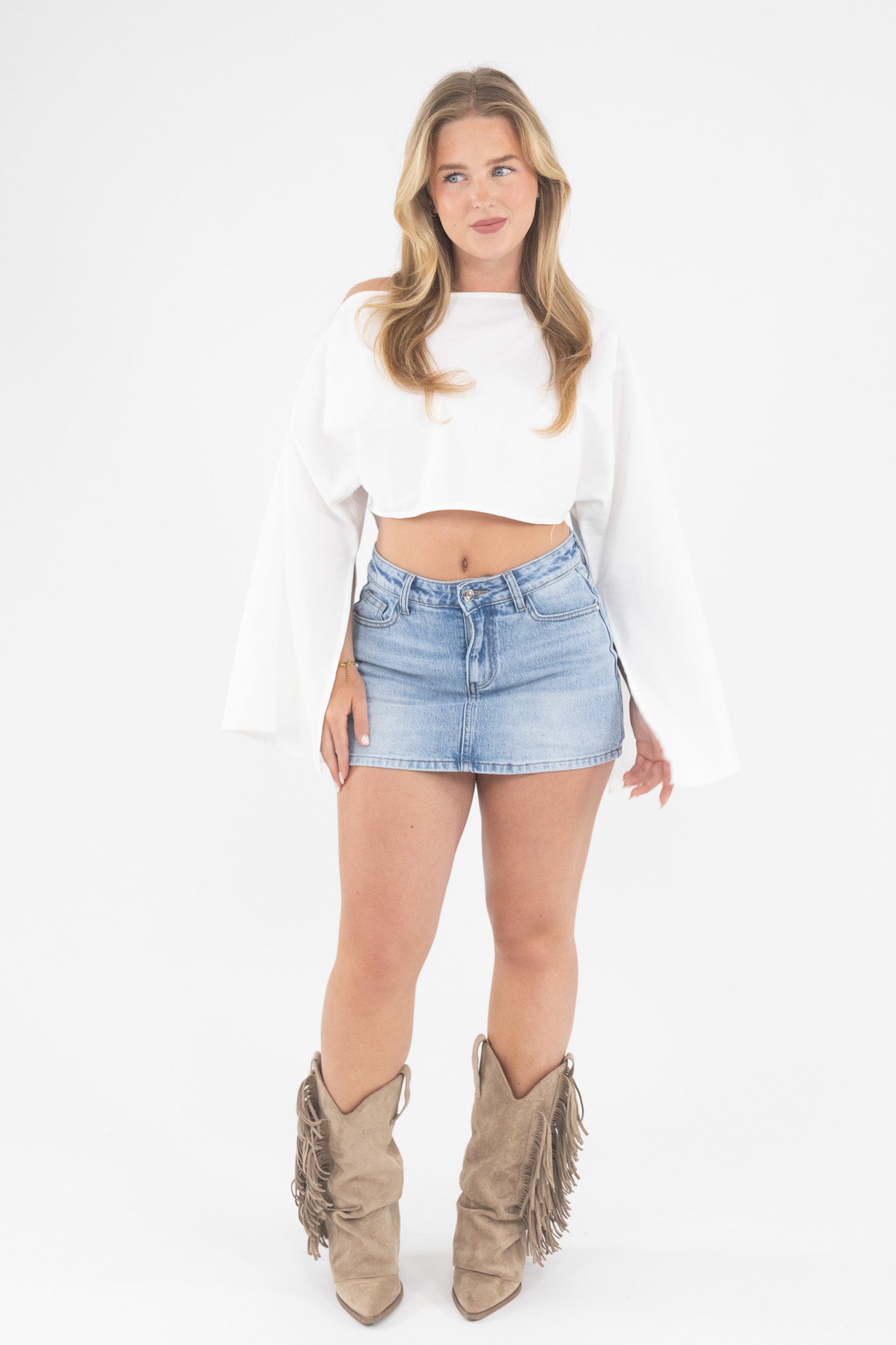 Flare Sleeve Crop Top