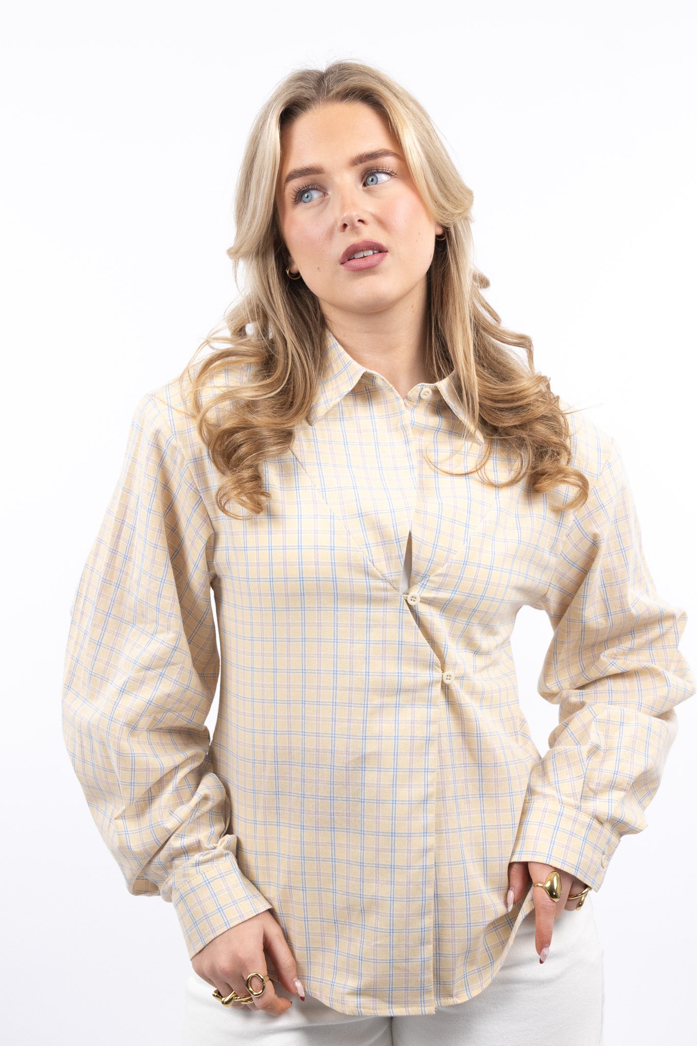 Soft Yellow Check Blouse