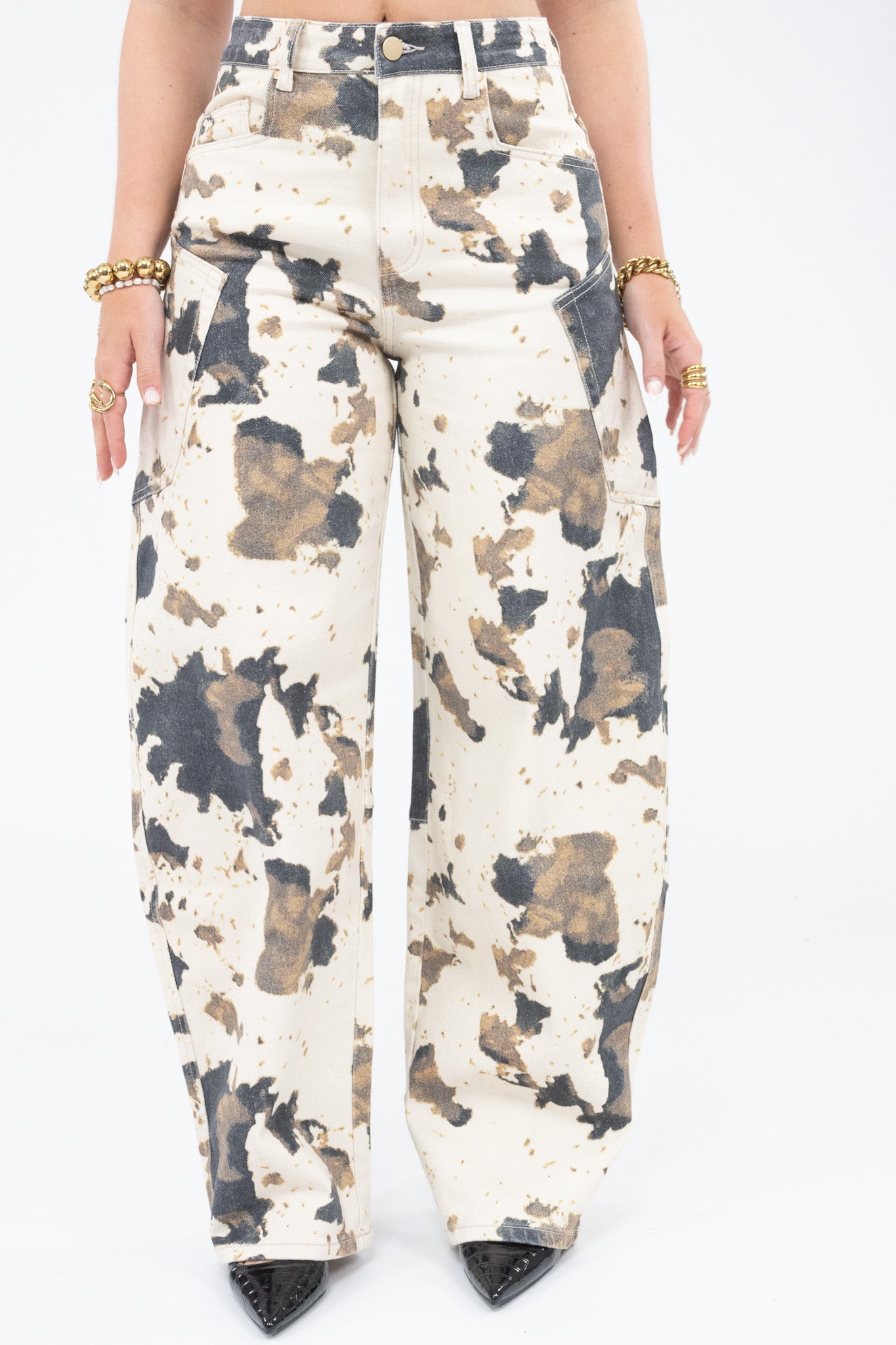 Cow Print Balloon Jeans