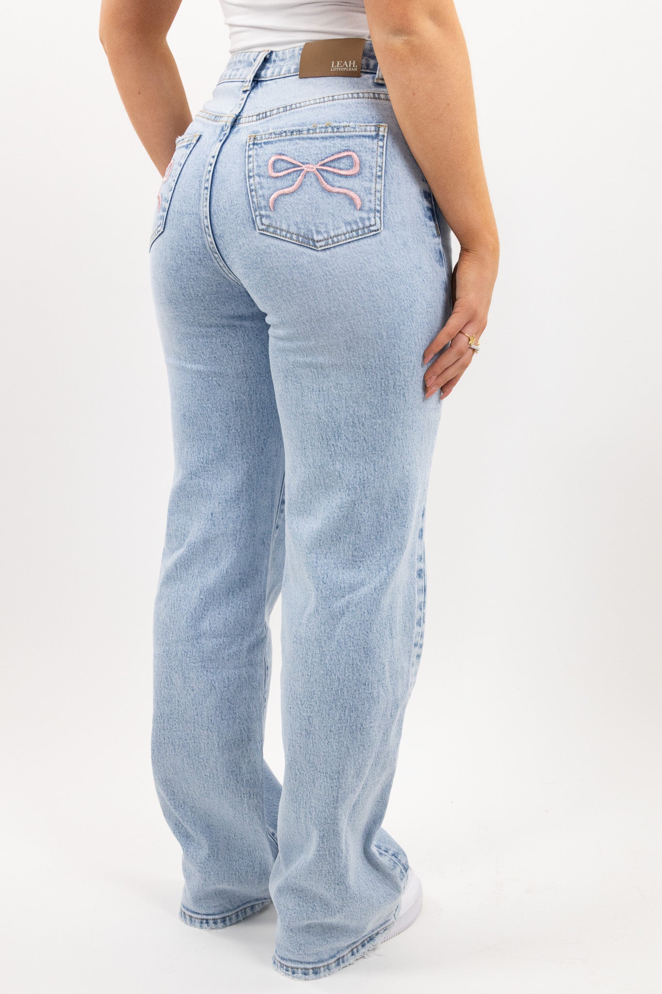 Pink bow jeans