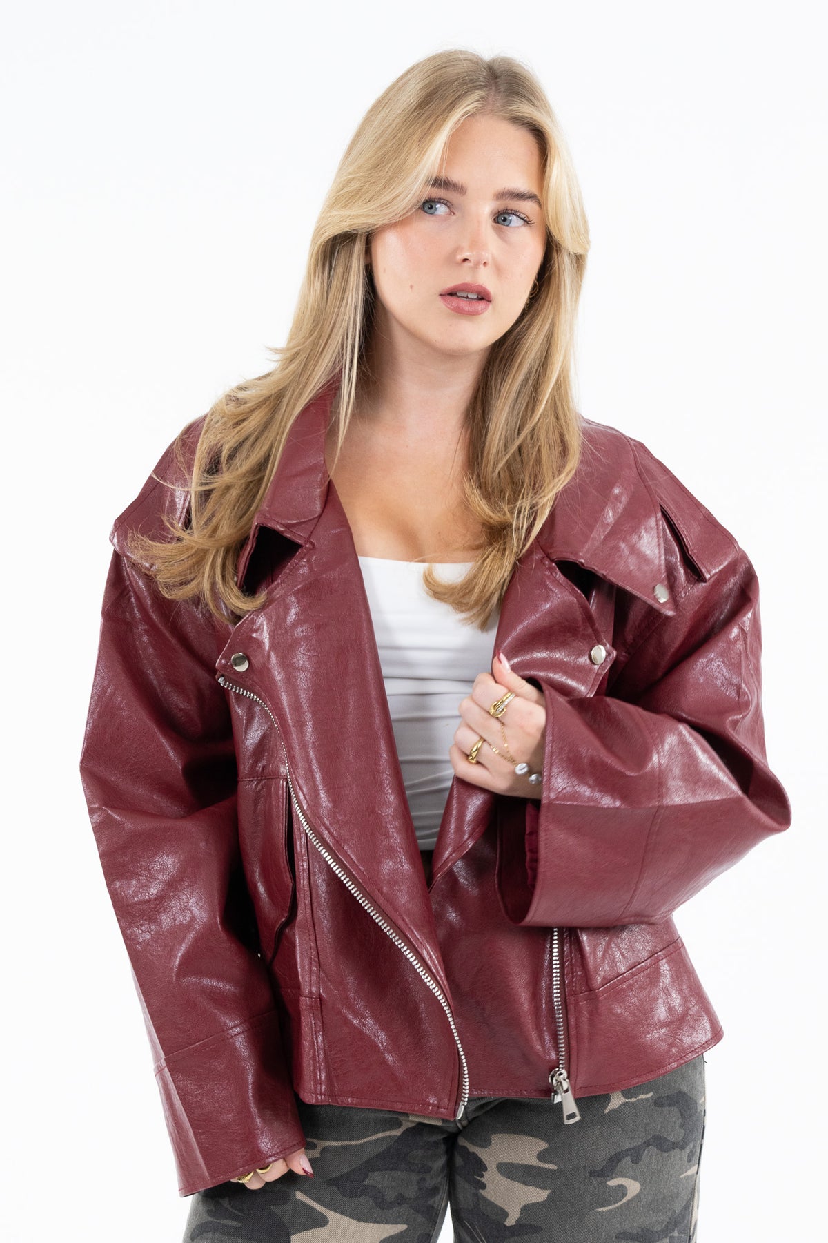 Oversized Leather Look Jacket