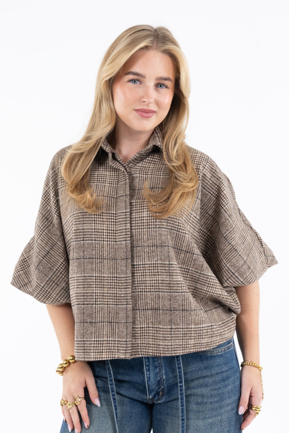 Oversized Check Blouse