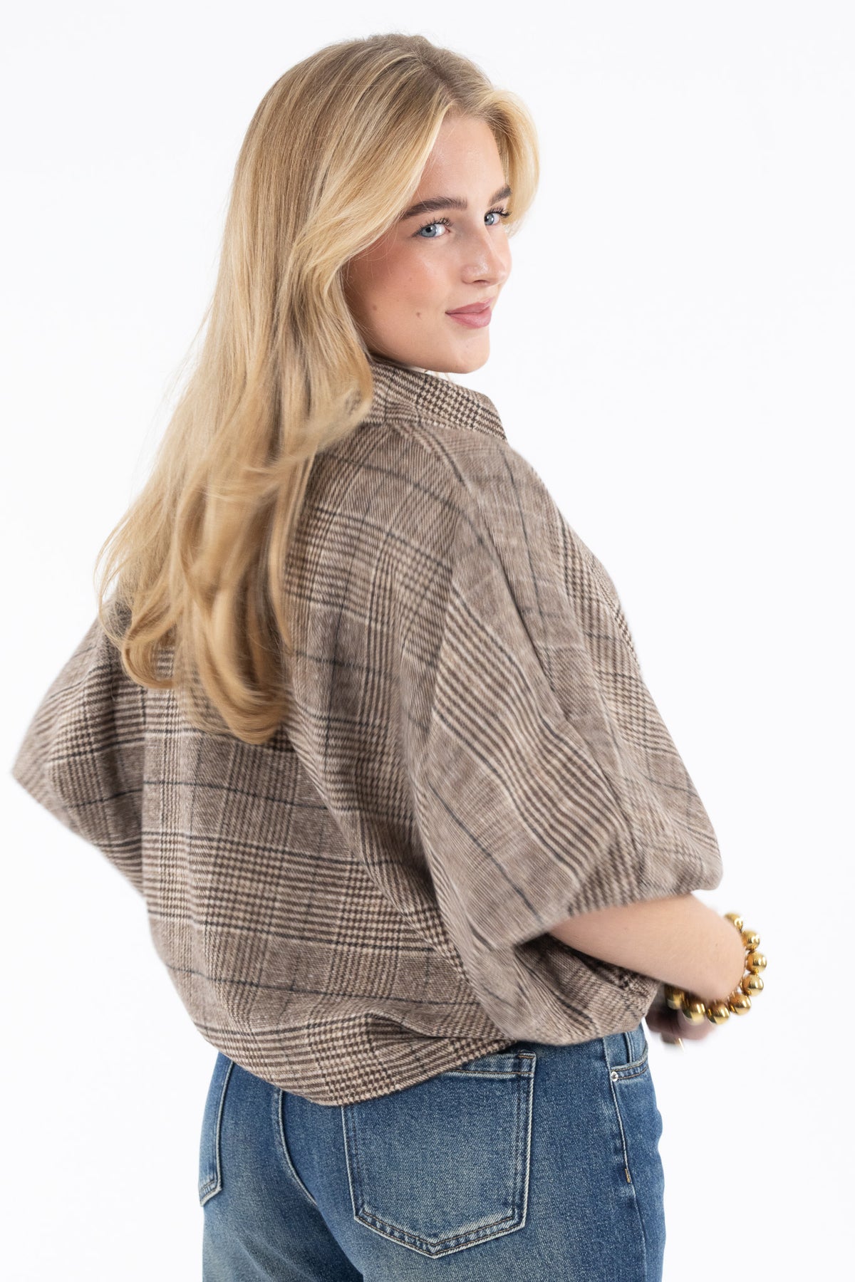 Oversized Check Blouse