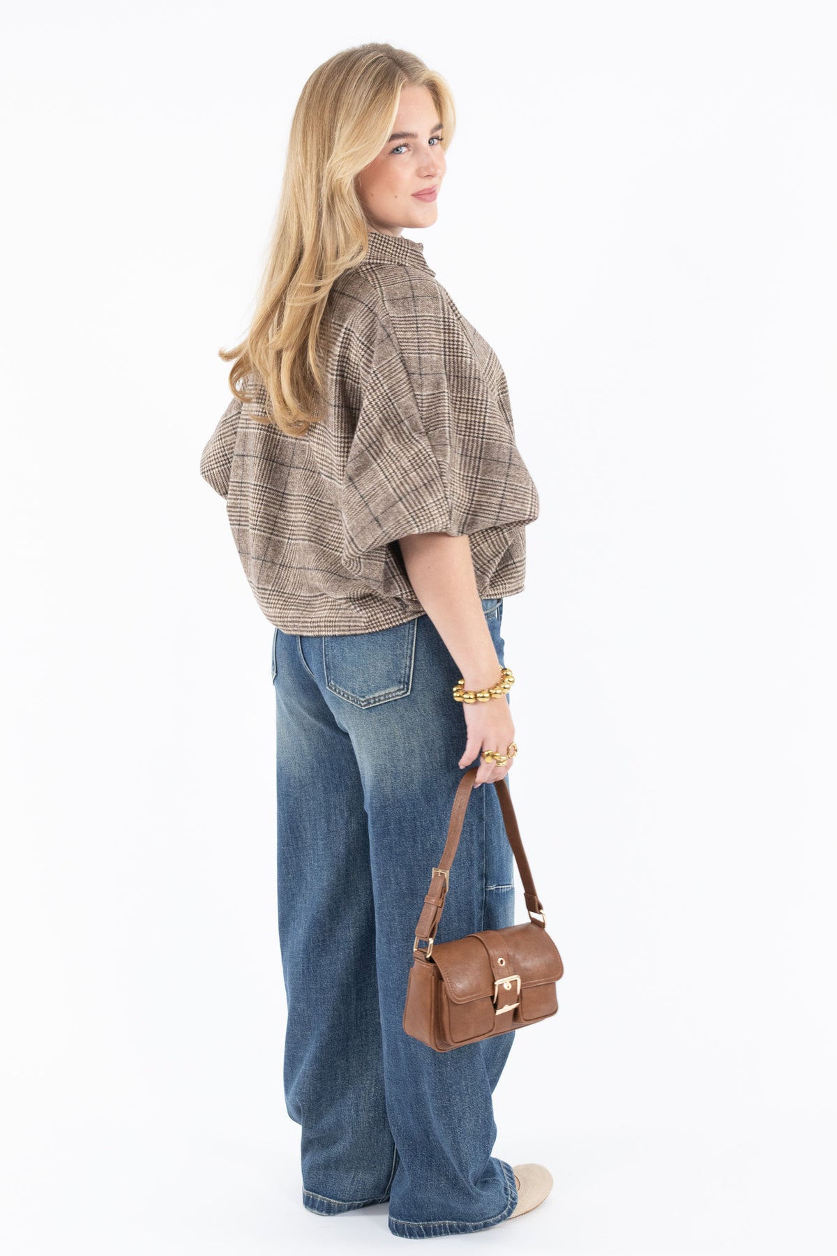 Oversized Check Blouse