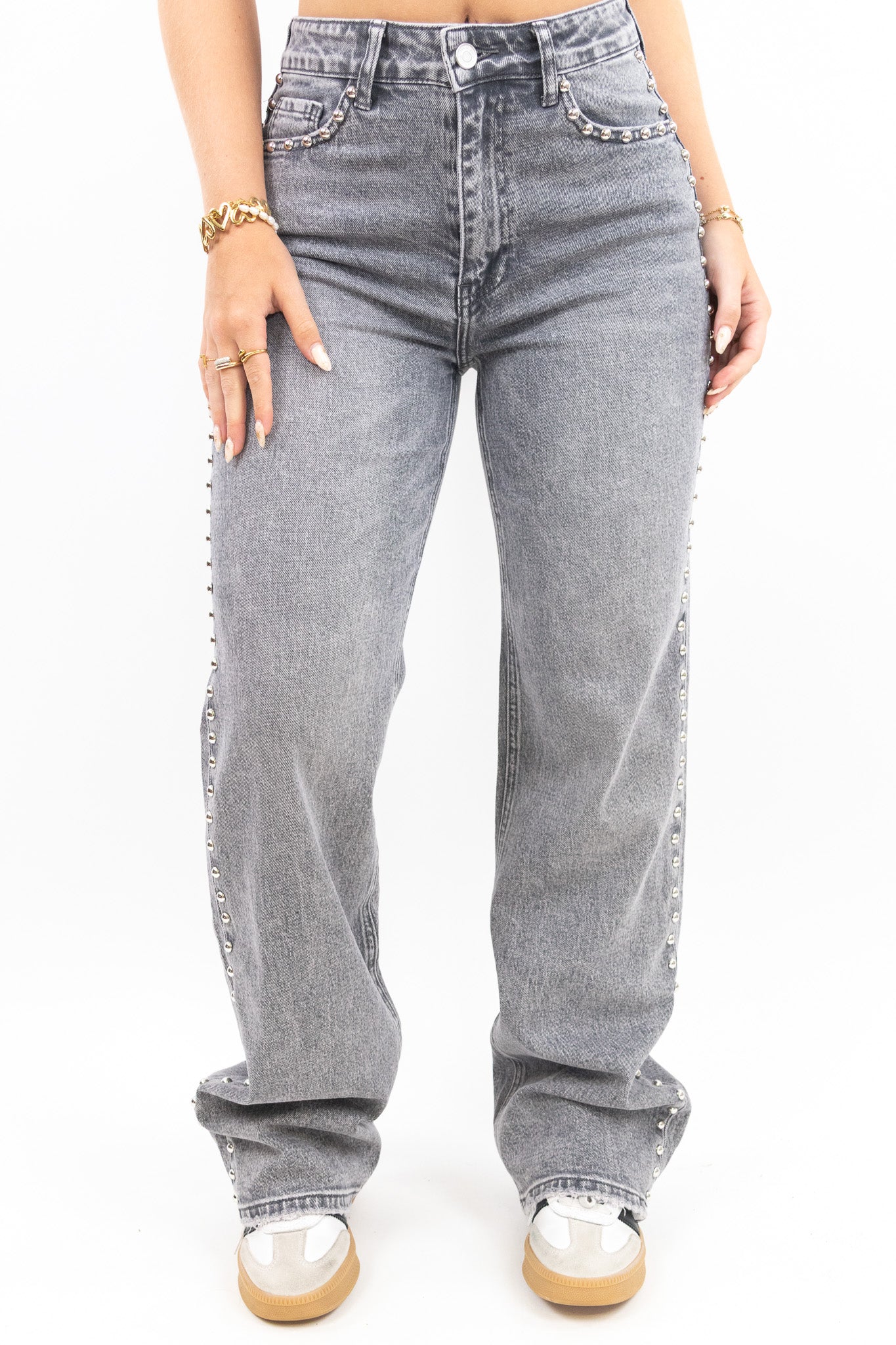Studded Side Wide Leg Jeans