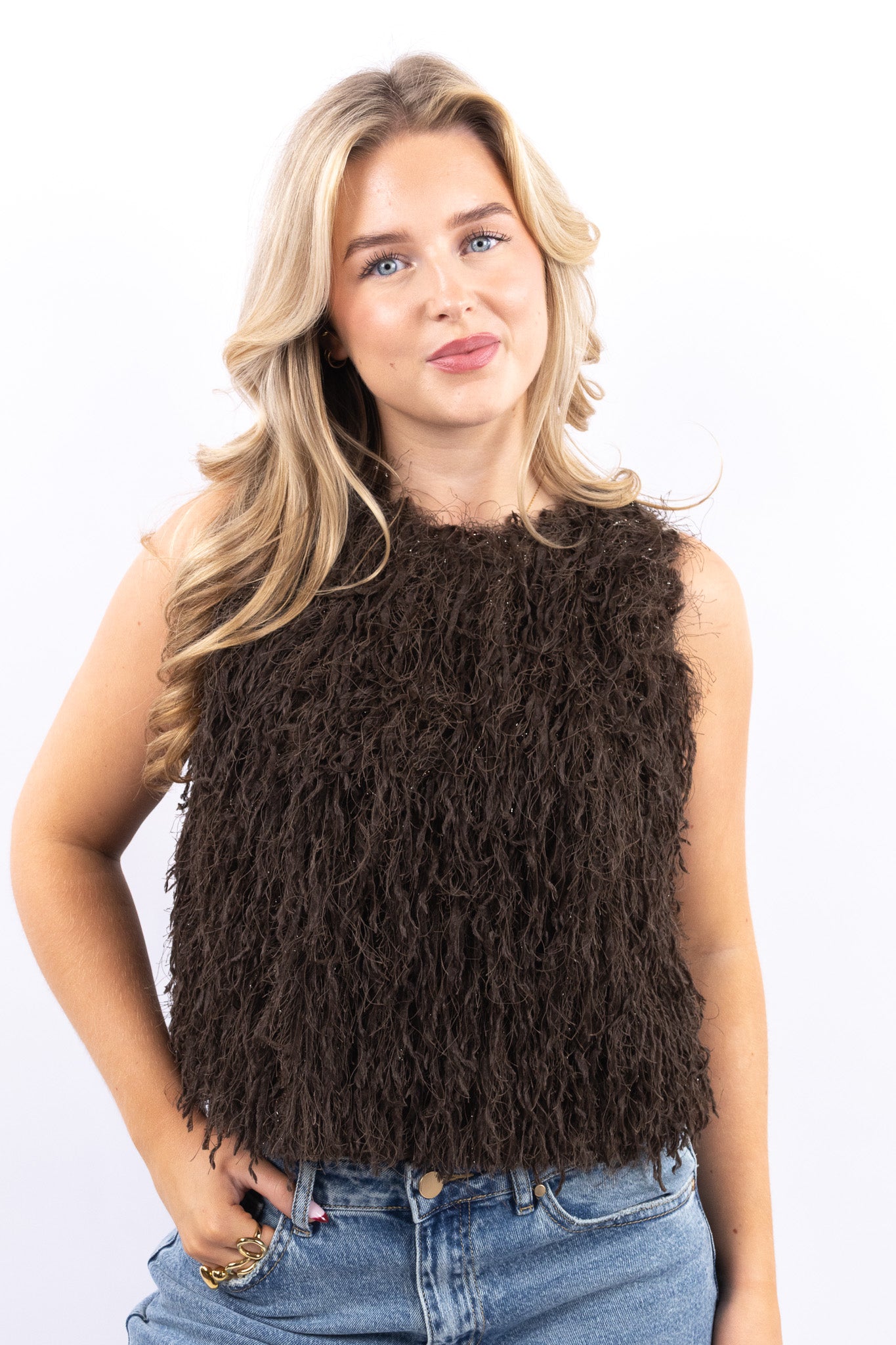 Fluffy Sleeveless Top