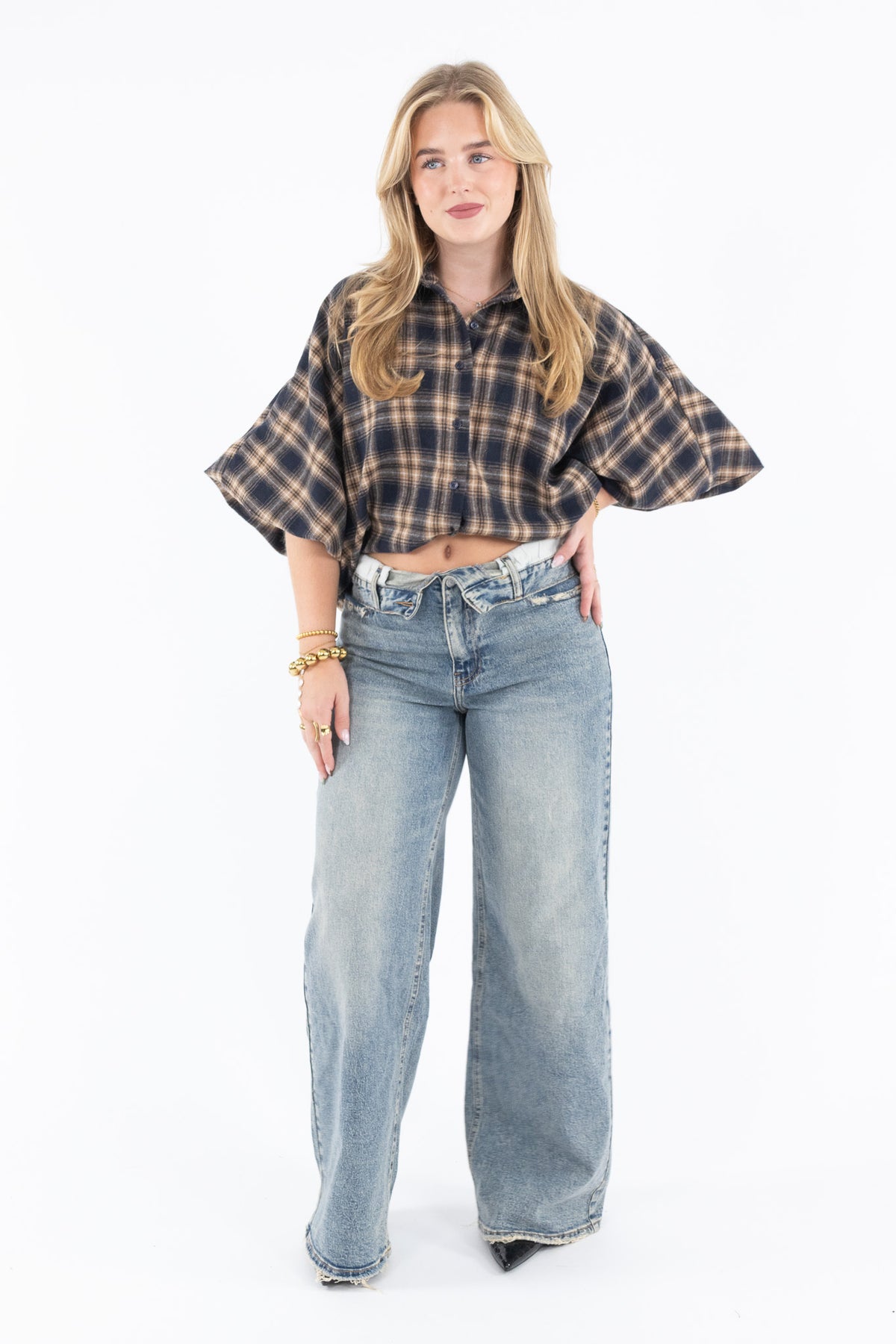 Roxy Check Blouse