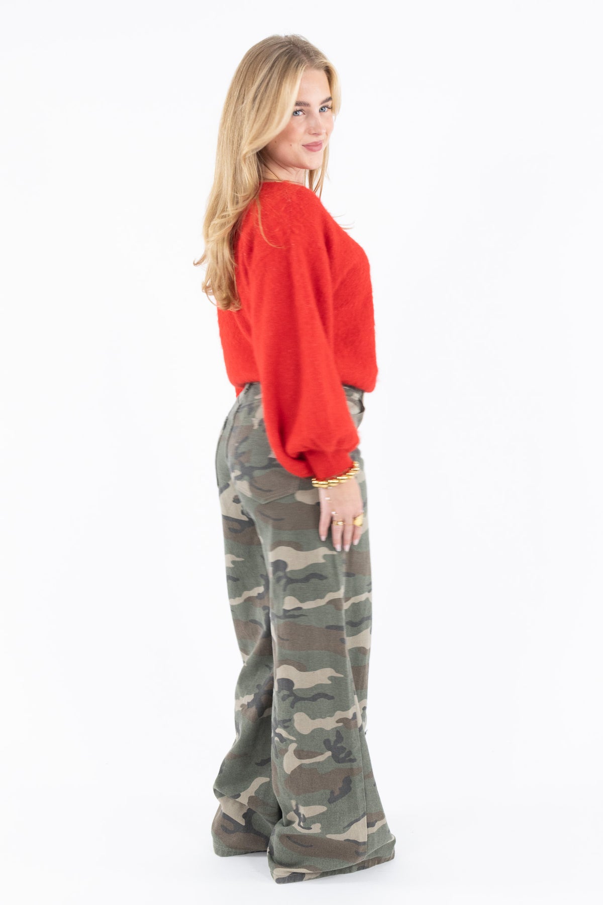Button Wide Leg Jeans