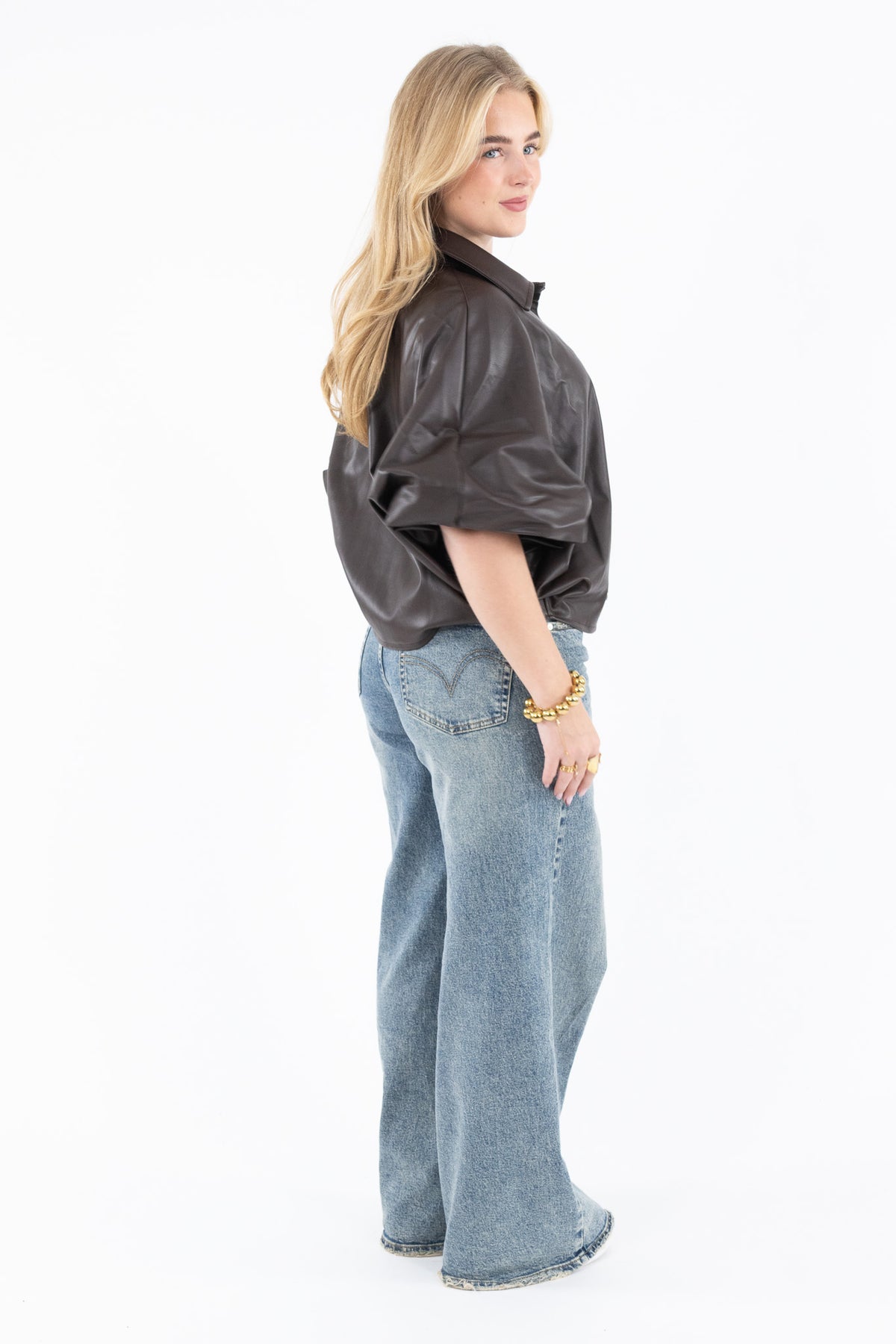 Oversized Leather Blouse