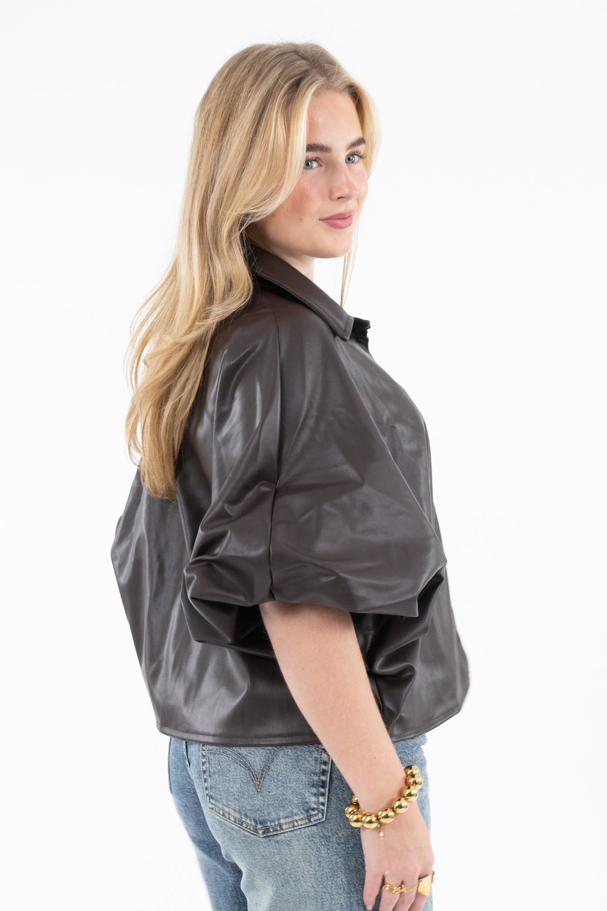 Oversized Leather Blouse