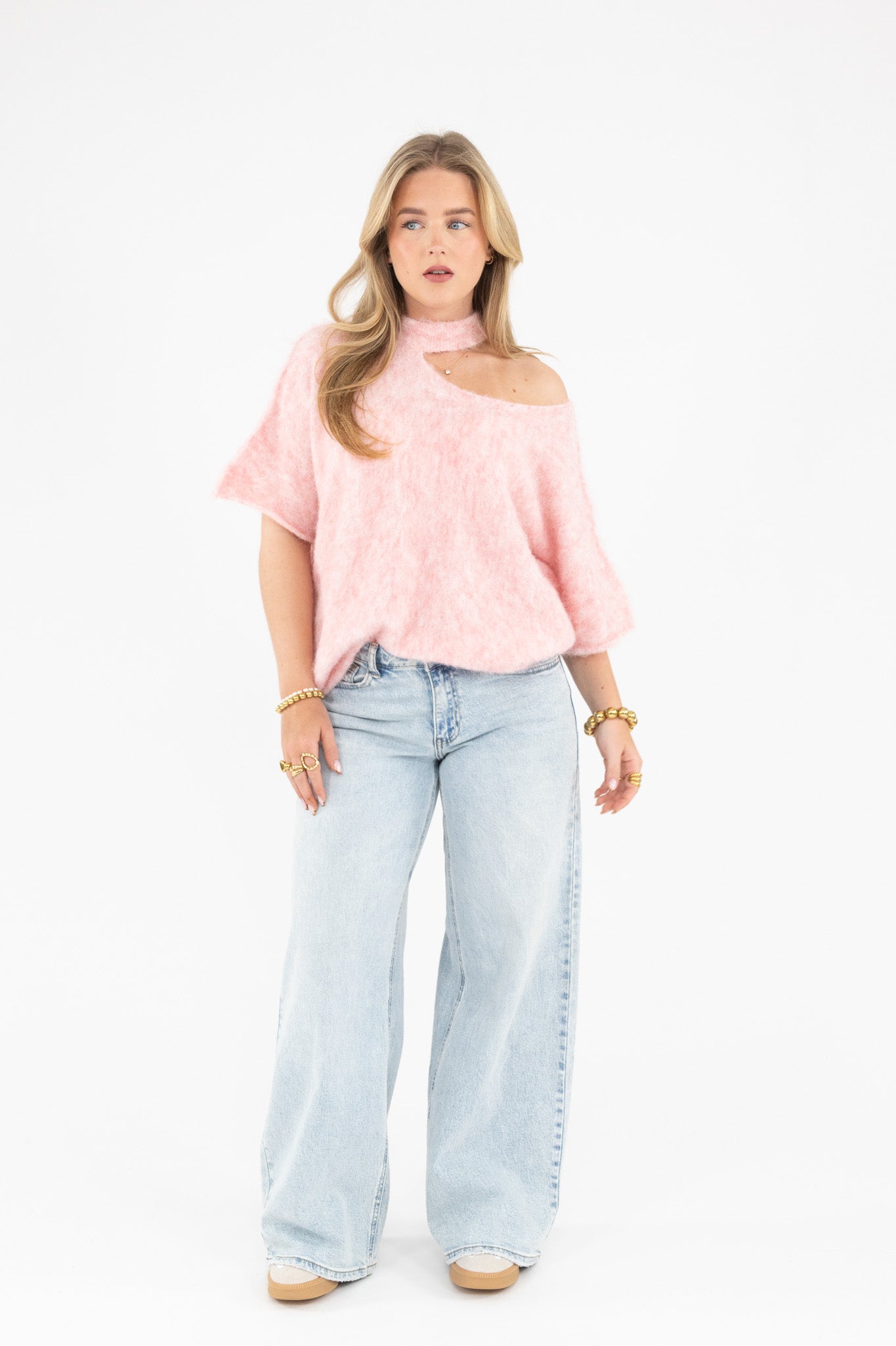 Cut Out Shoulder Knit