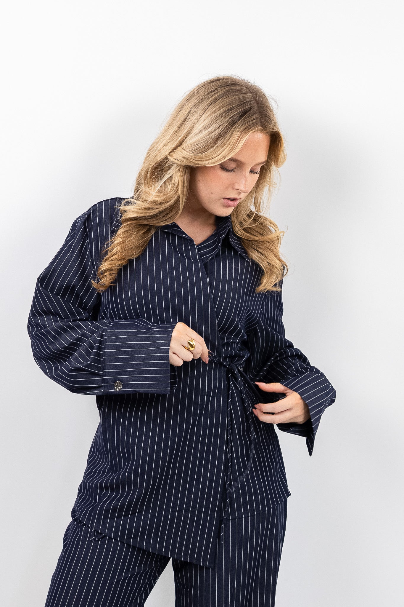 Pinstripe Wrap Blouse