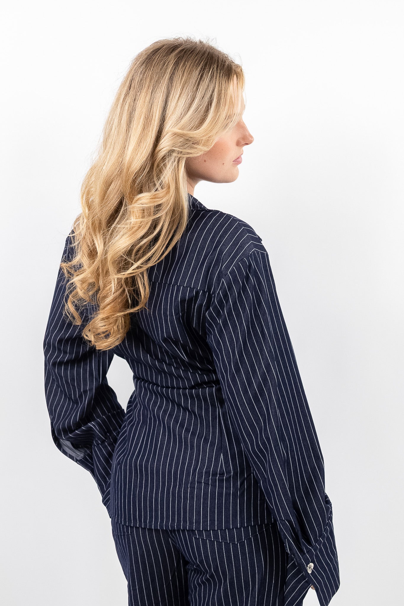 Pinstripe Wrap Blouse