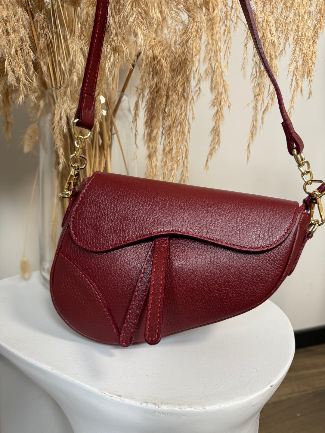 Inspired leather saddle bag