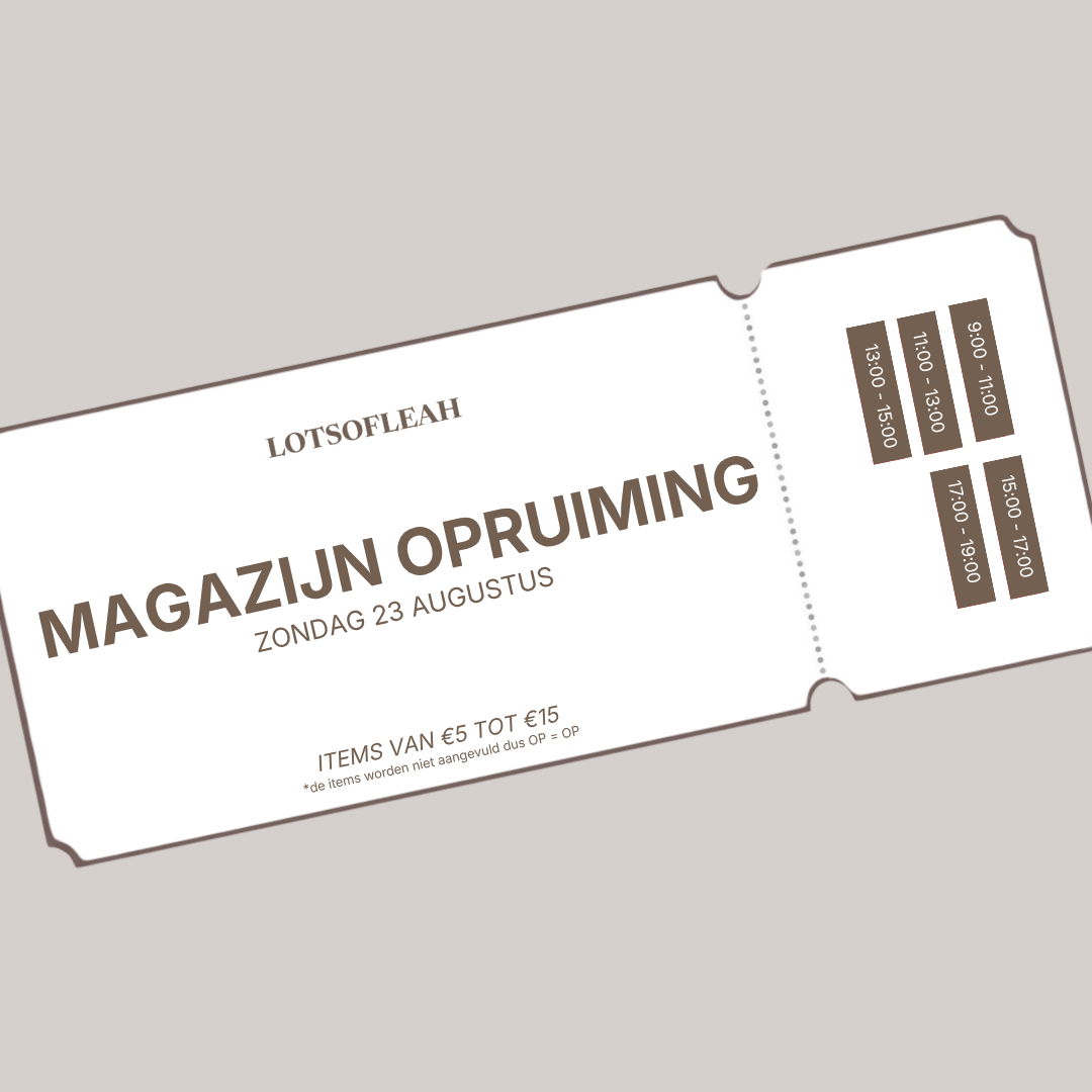 Magazijn opruiming zondag 23 aug