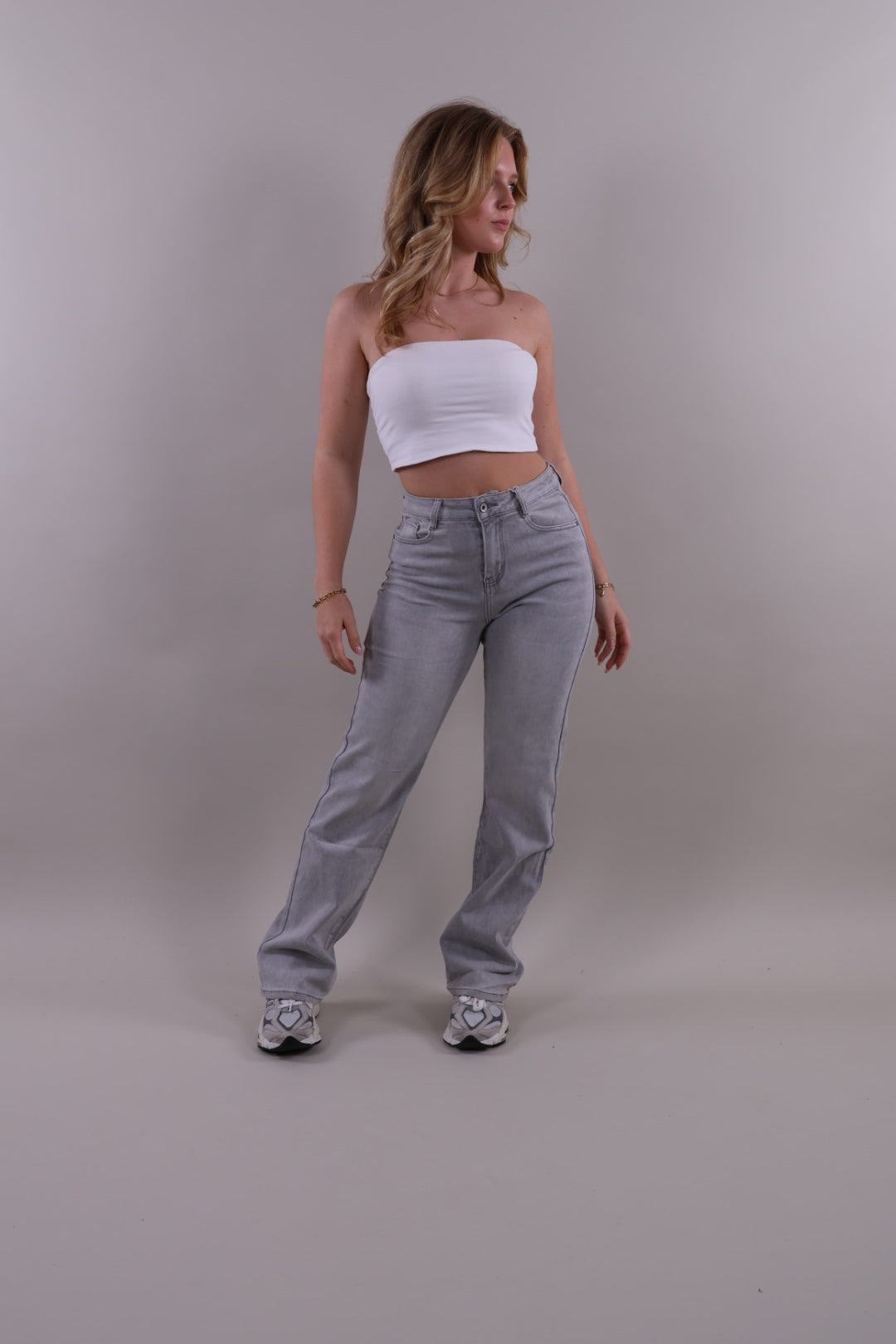 June wide leg jeans - licht grijs