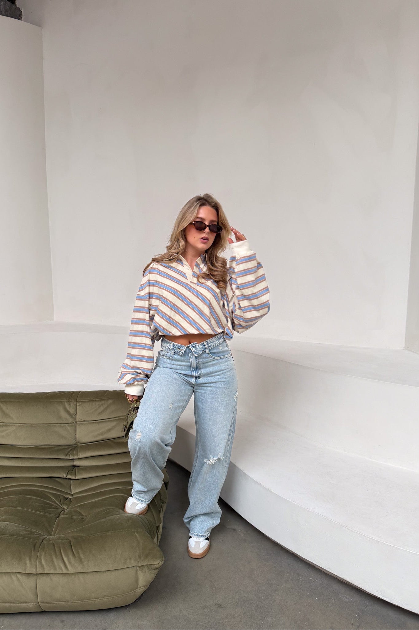 Vintage Stripe Boxy Fit Polo