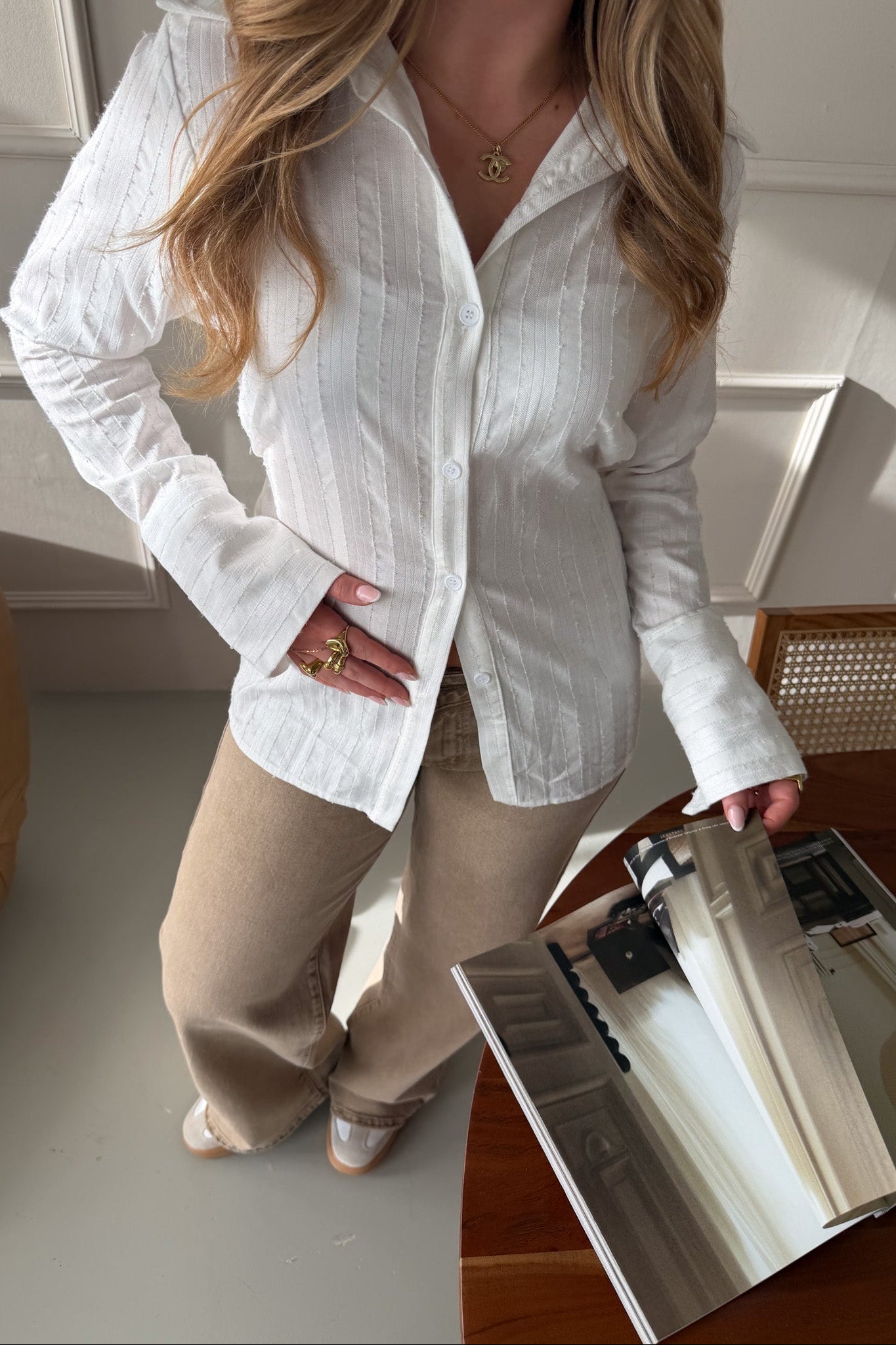 Fine Stripe Tailored Blouse