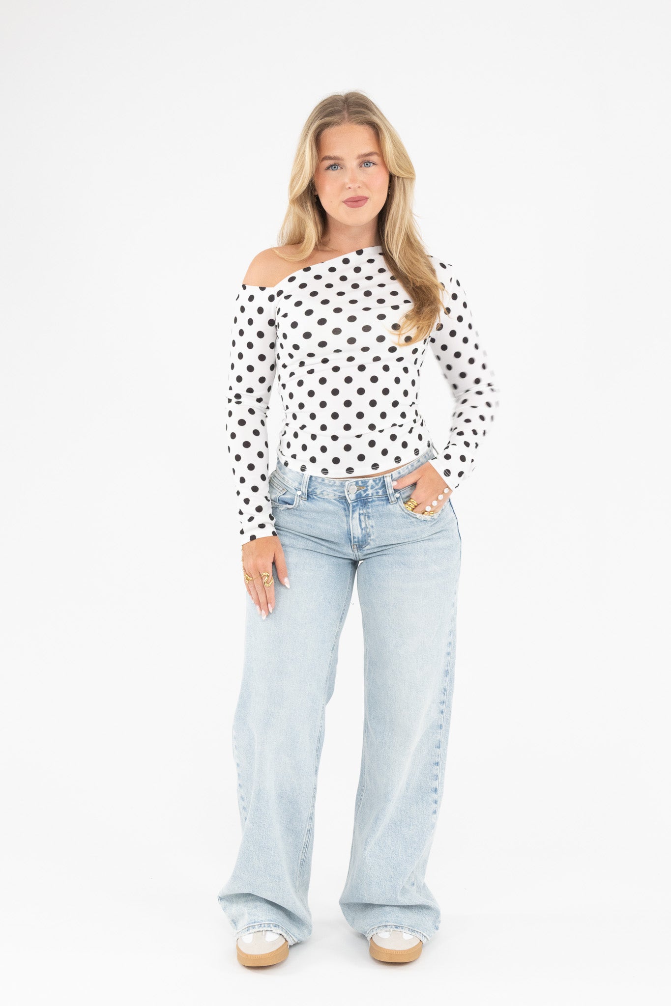 Polka Dot Off Shoulder Top