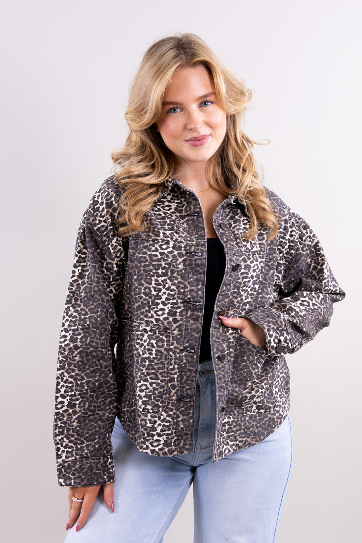 Naomi leopard denim jacket