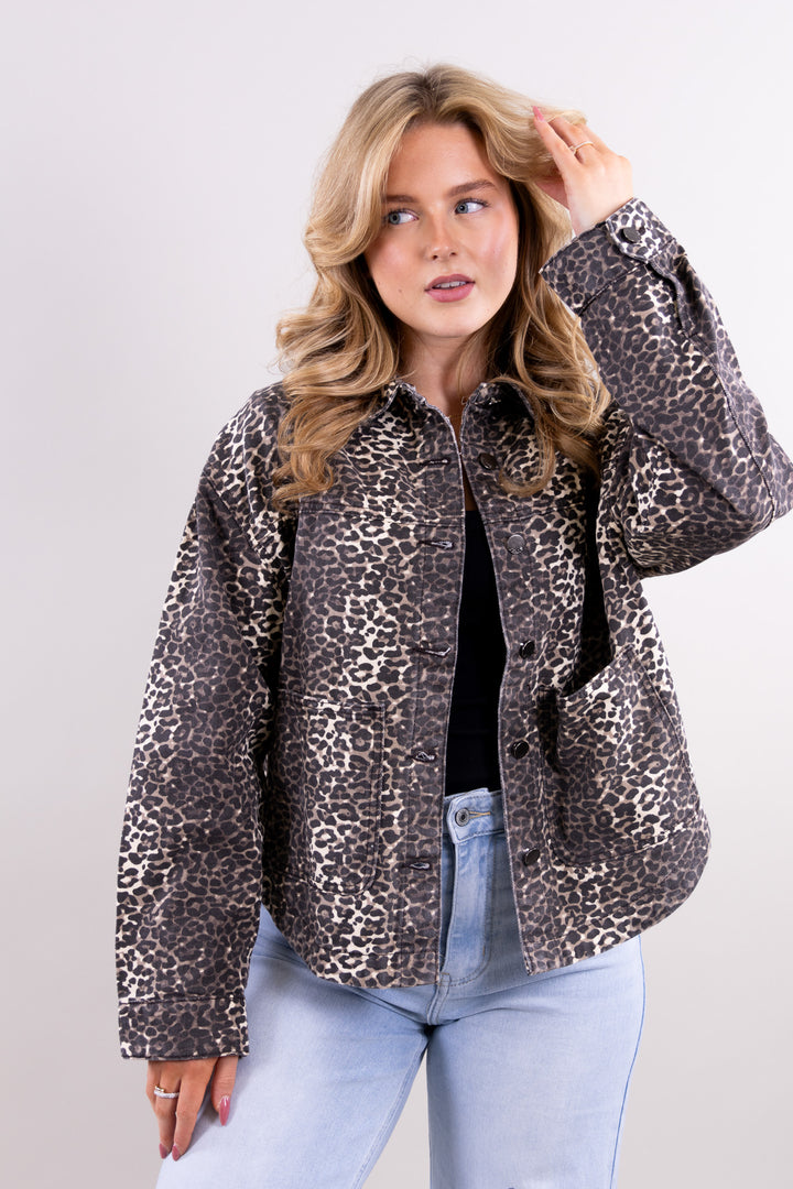 Naomi leopard denim jacket