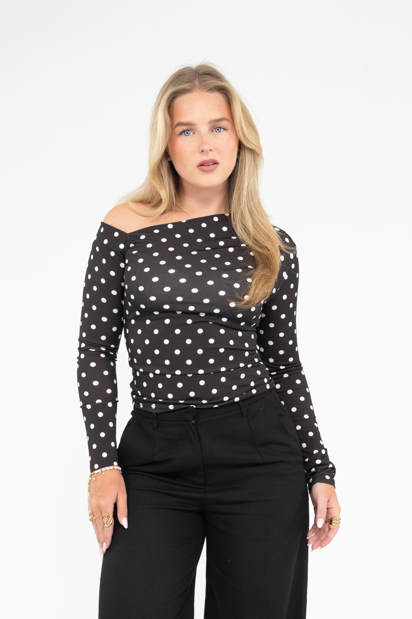 Polka Dot Off Shoulder Top