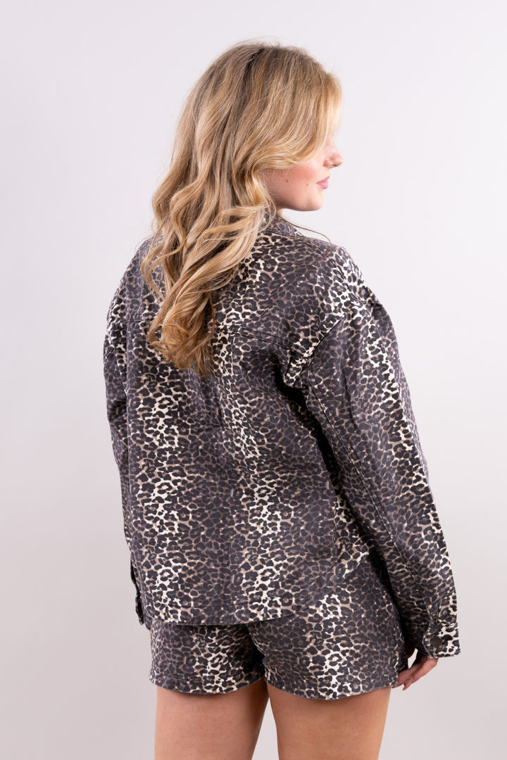 Naomi leopard denim jacket