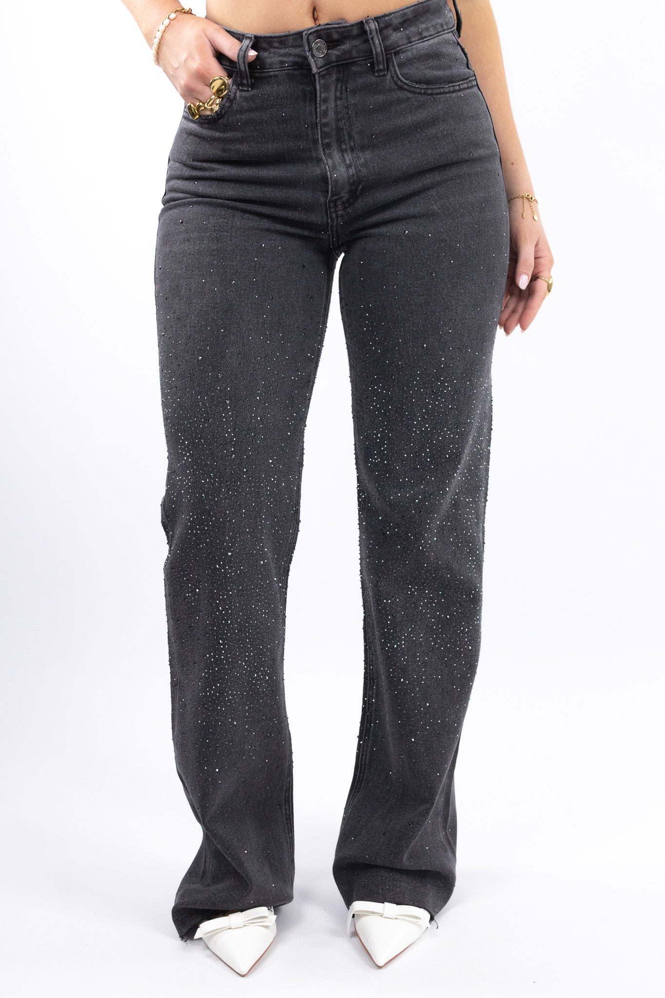 Riley Glitter Wide Leg Jeans