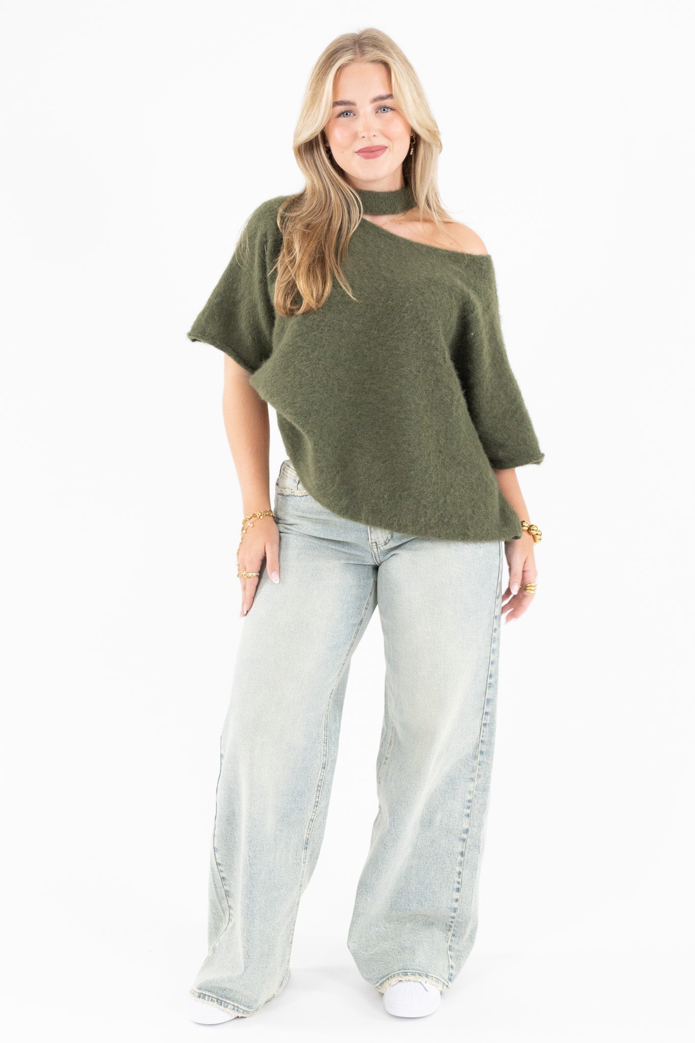 Cut Out Shoulder Knit