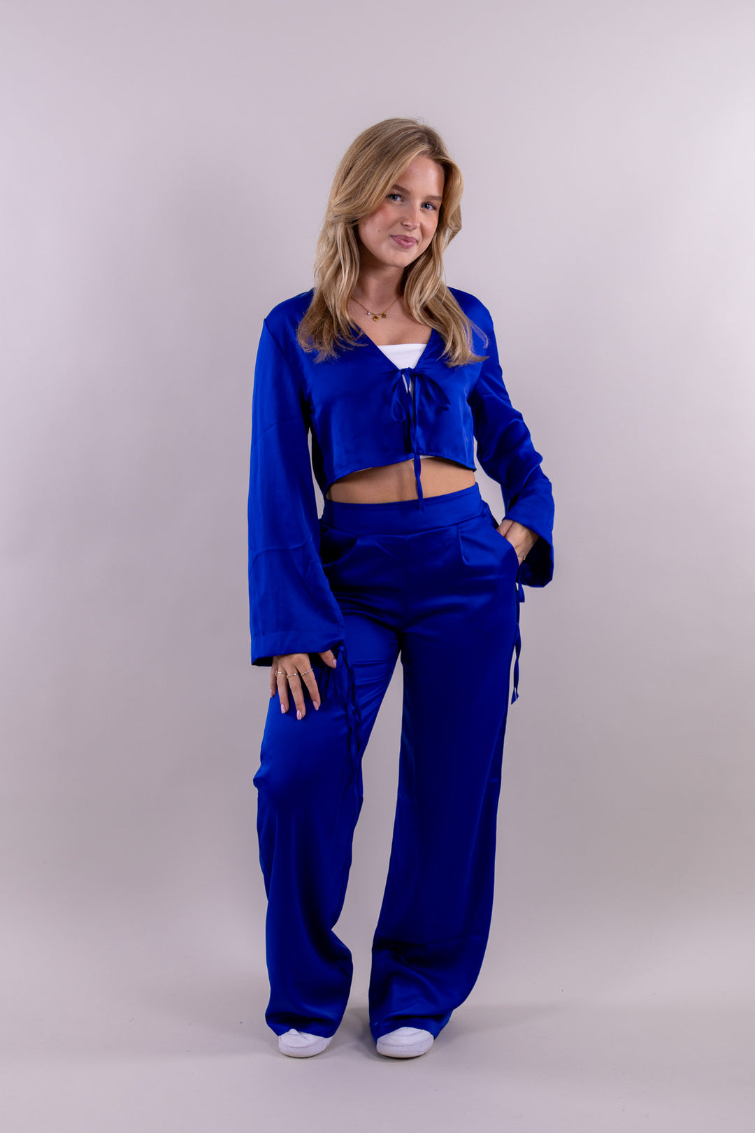 Sky satin pants