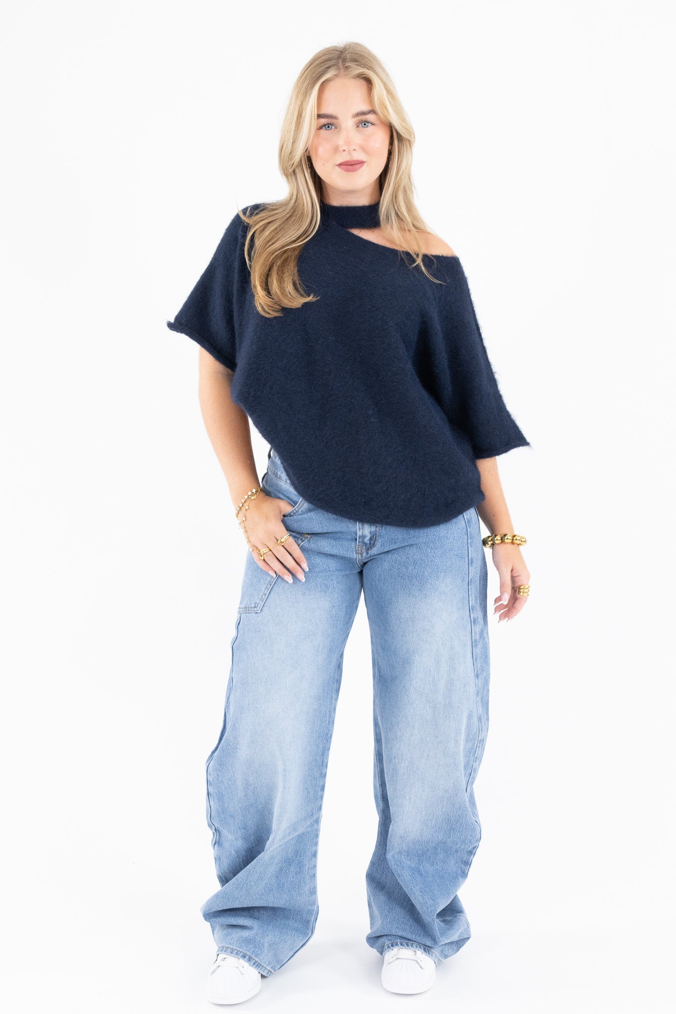 Cut Out Shoulder Knit