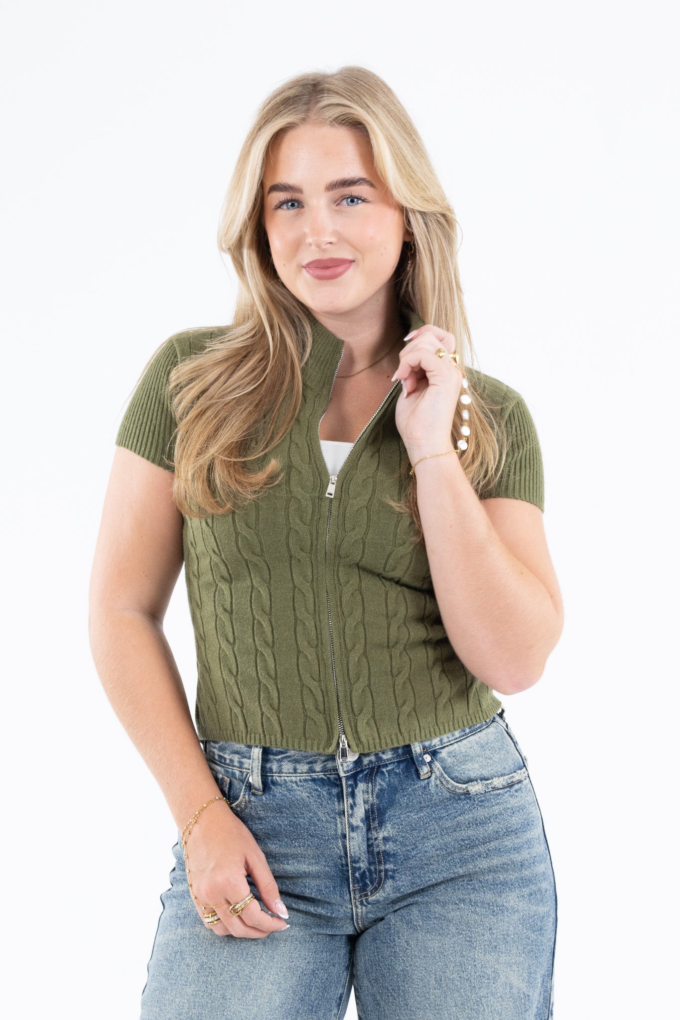 Livia Cable Zip Knit