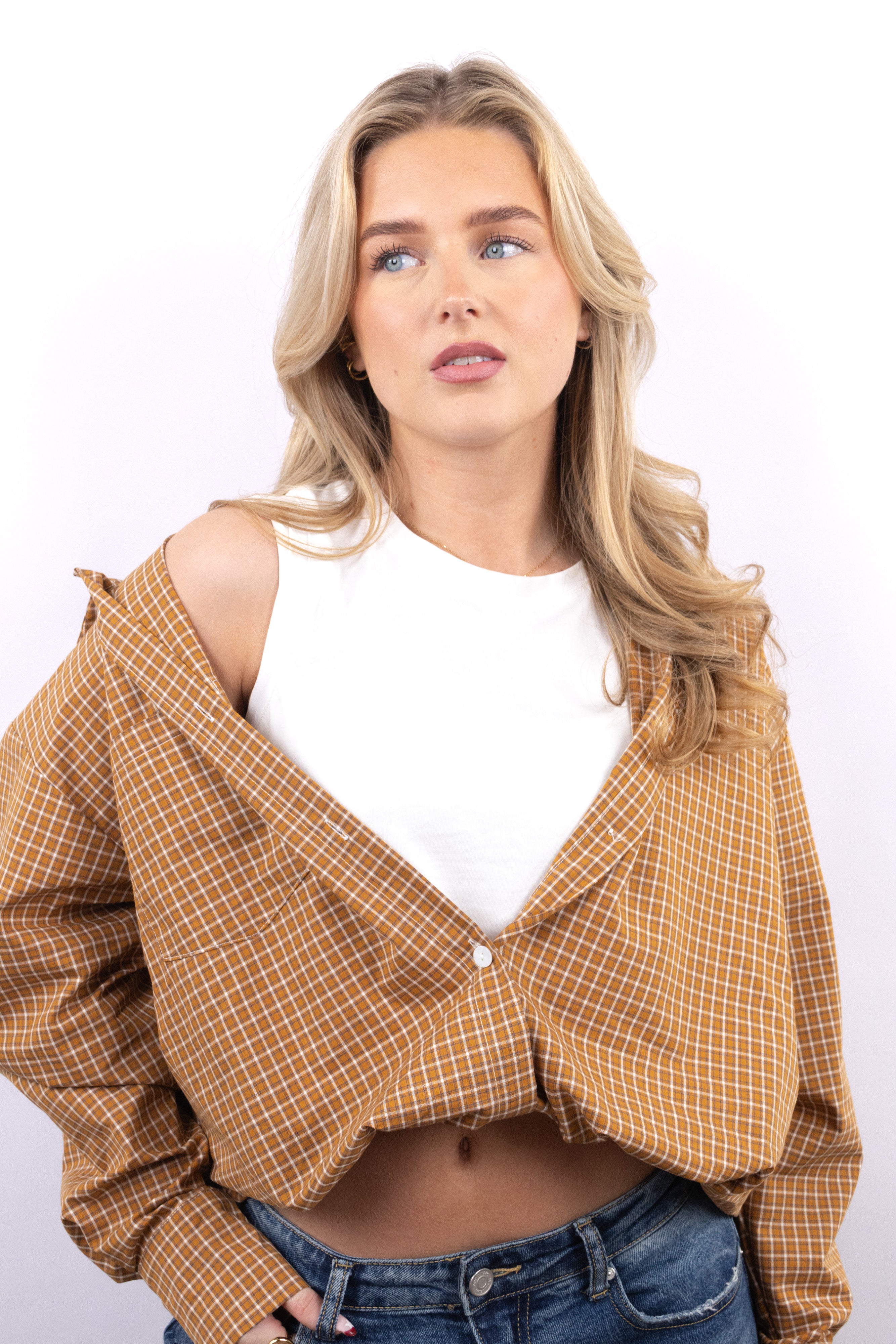 Cropped Checkered Shirt