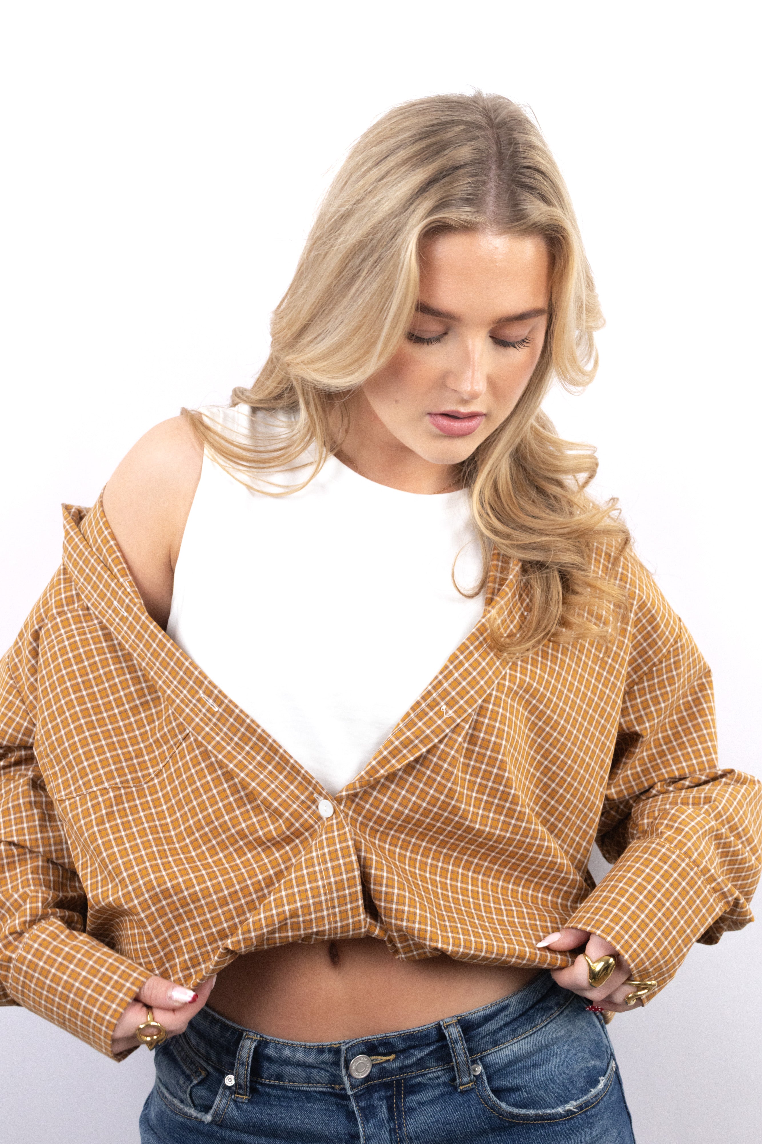 Cropped Checkered Shirt