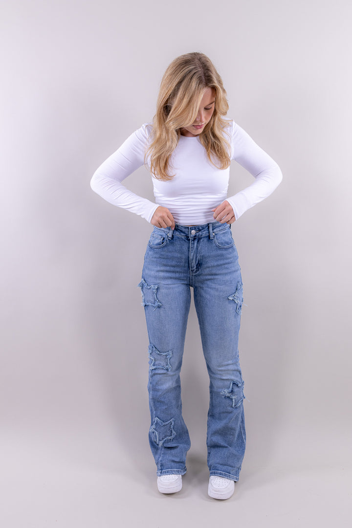 Star flared jeans