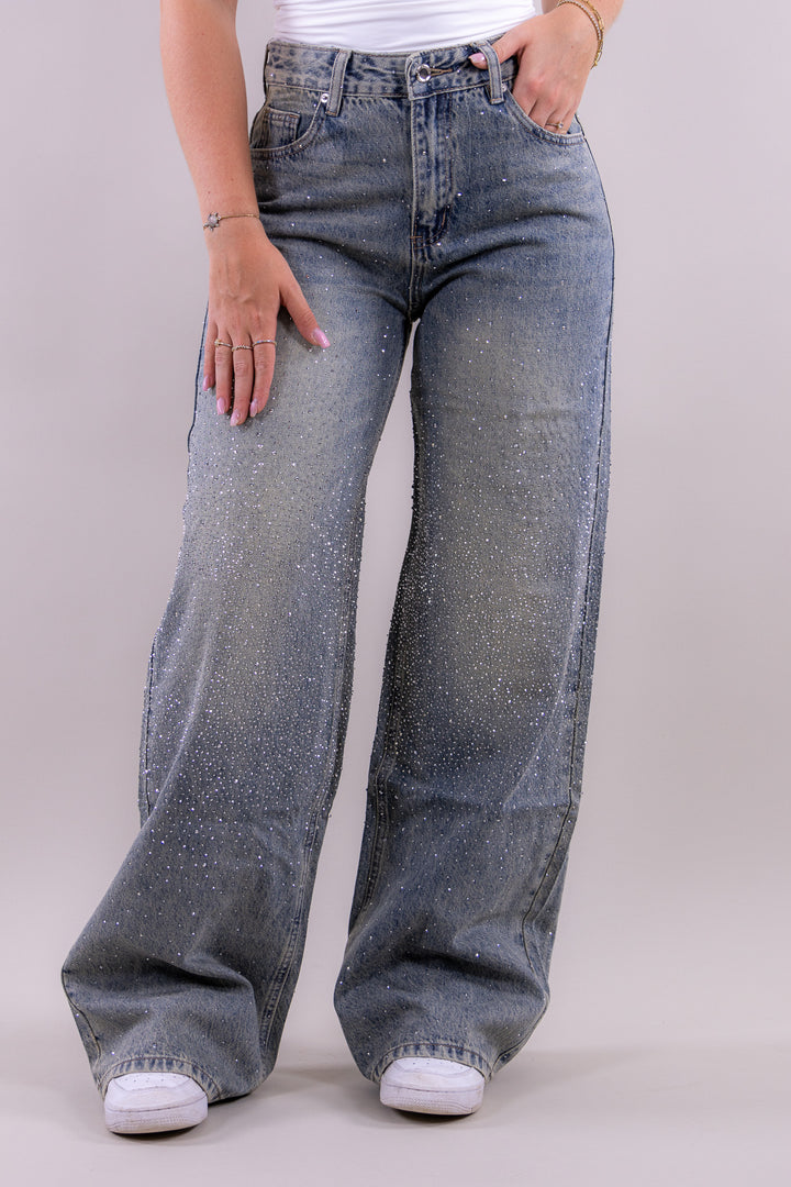 Riley glitter wide leg jeans - no stretch