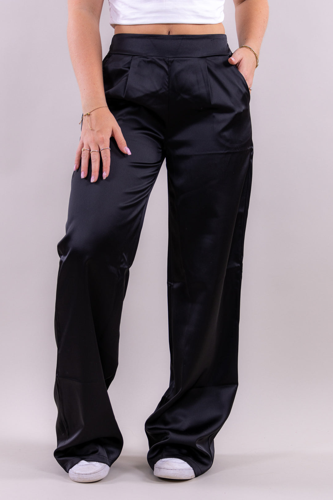 Sky satin pants