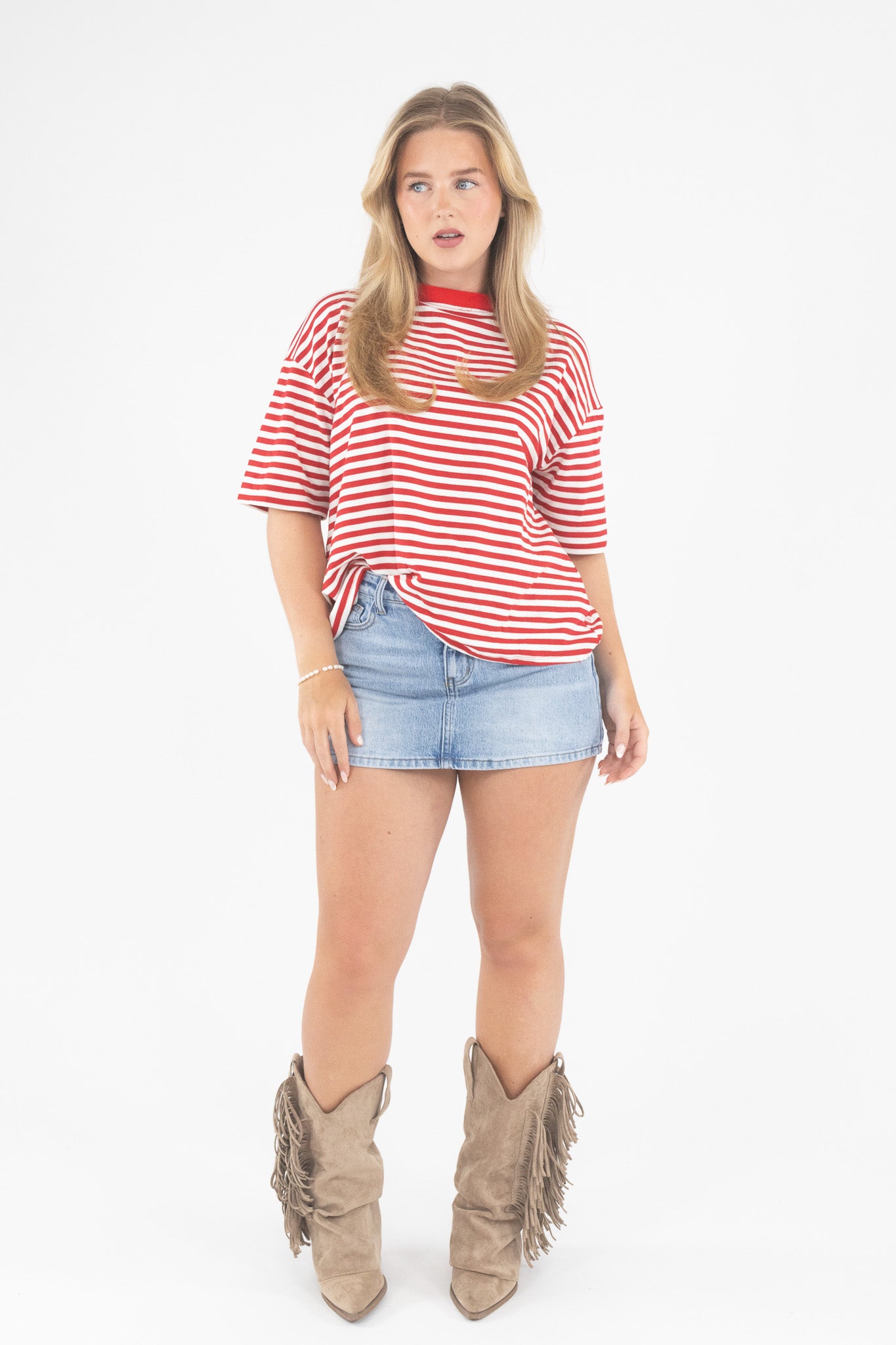 Oversized Stripe Tee Short Sleeve