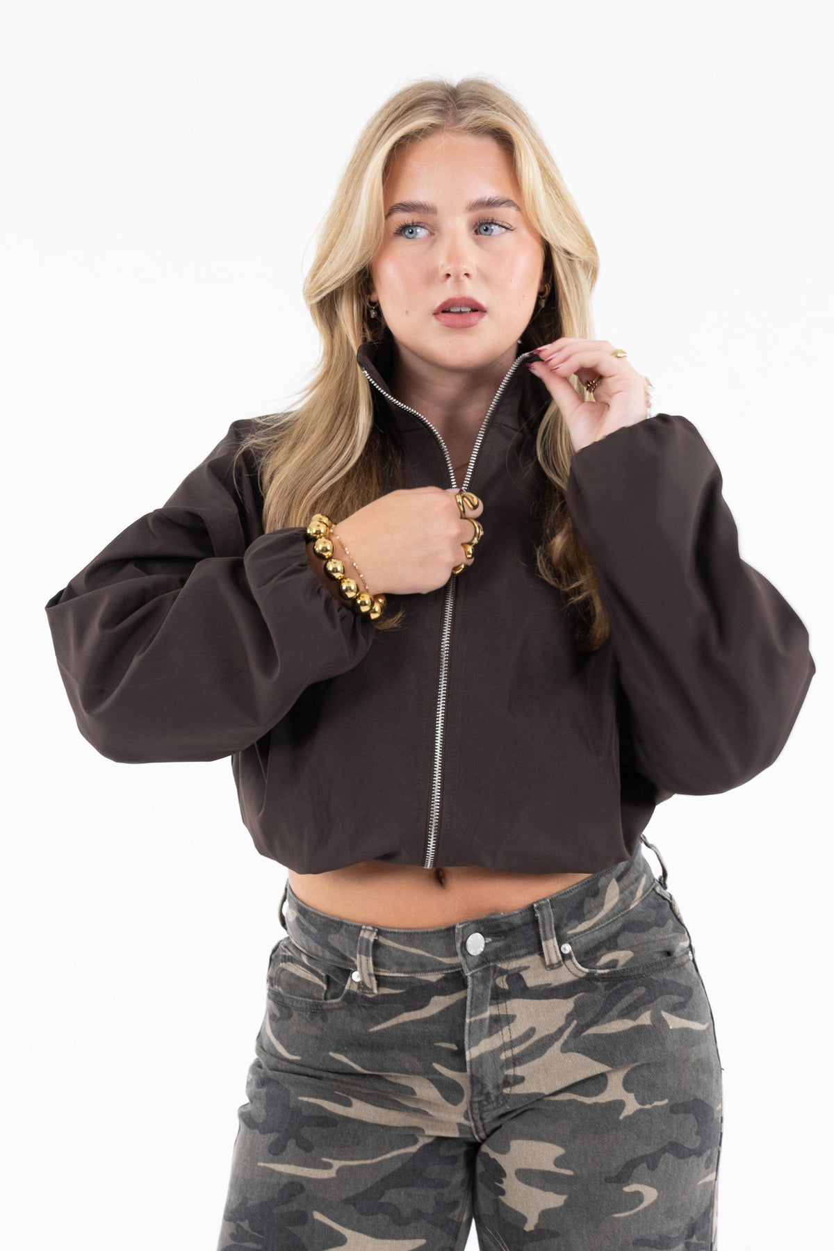 Cropped Balloon Jacket
