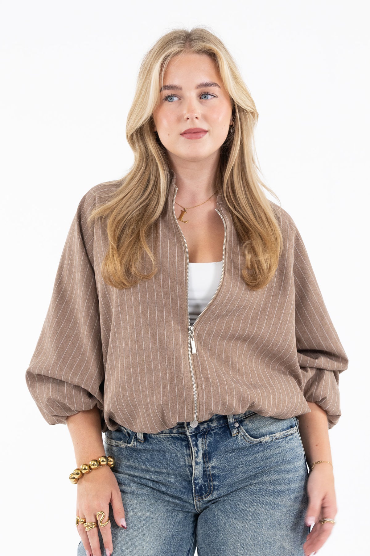 Pinstripe Zip Jacket
