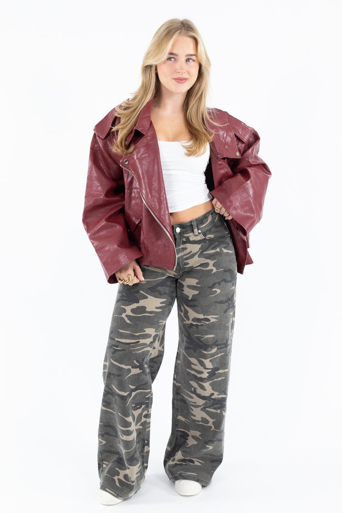 Oversized Leather Look Jacket