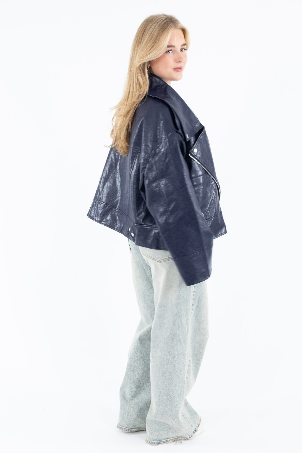 Oversized Leather Look Jacket