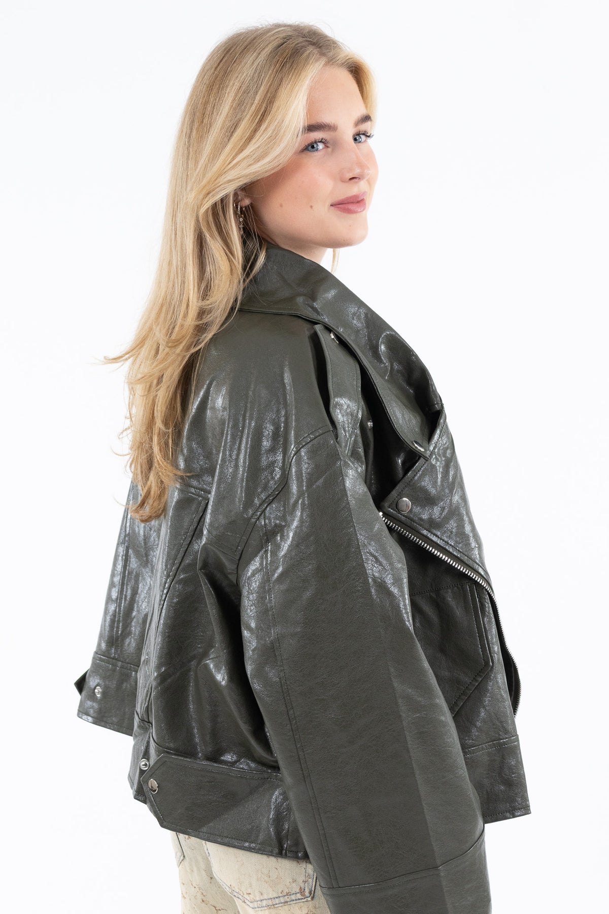 Oversized Leather Look Jacket