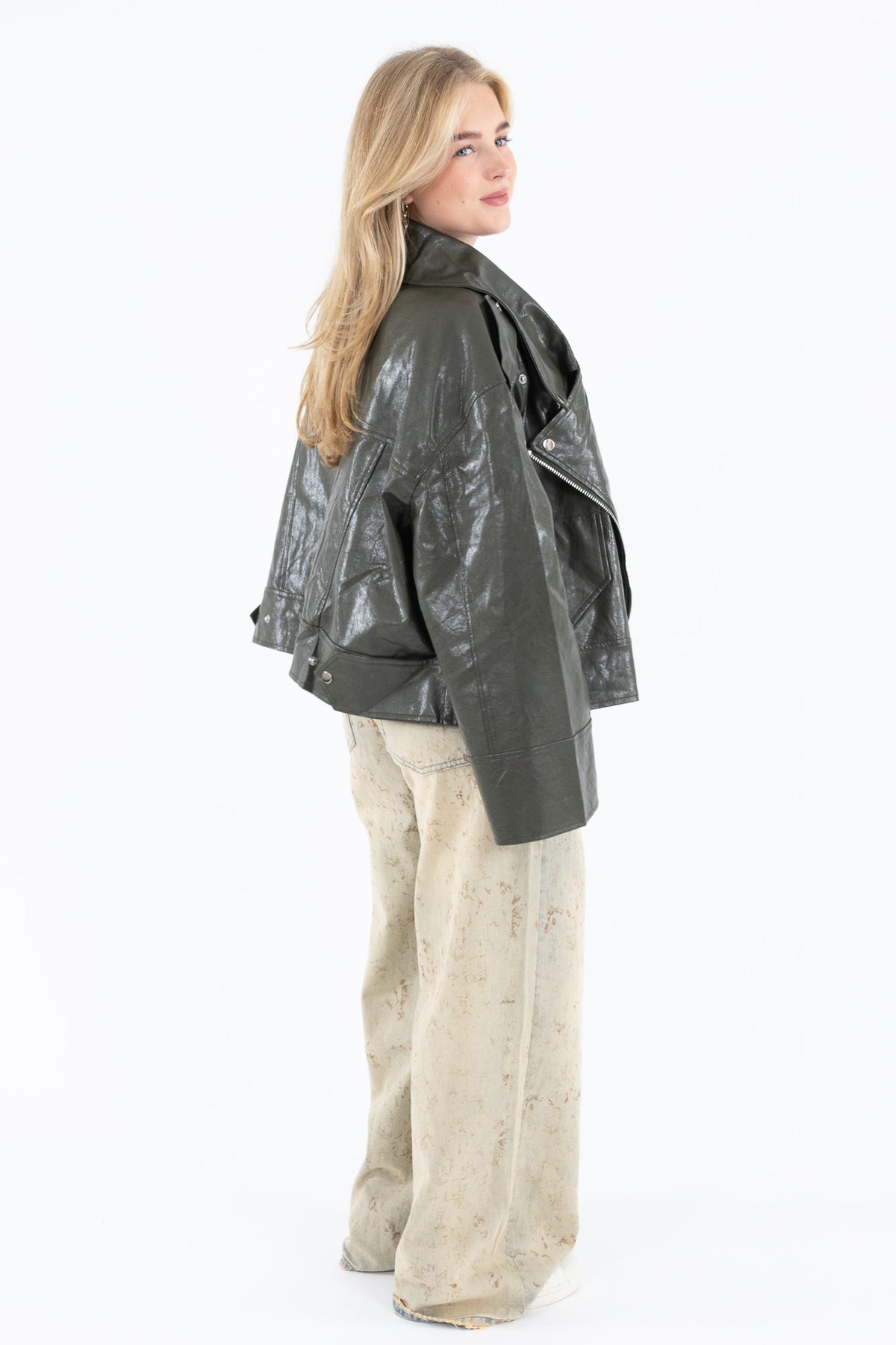 Oversized Leather Look Jacket