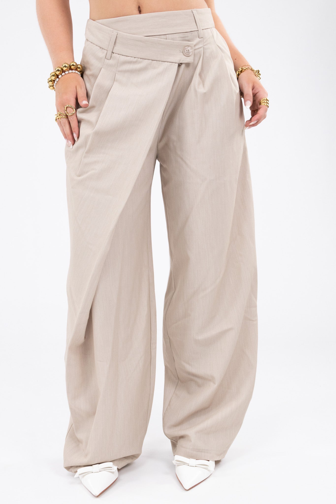Pleated Wide Leg Trousers