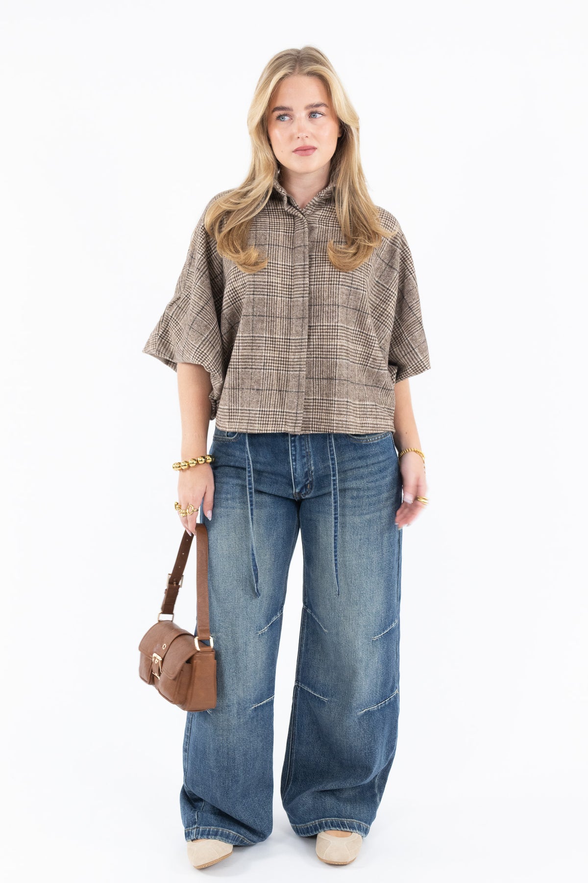 Oversized Check Blouse