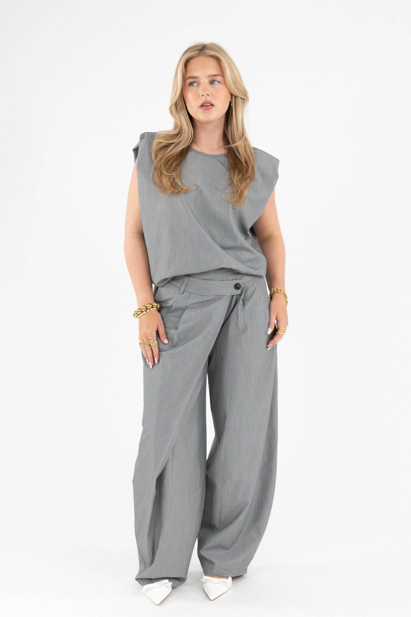 Pleated Wide Leg Trousers