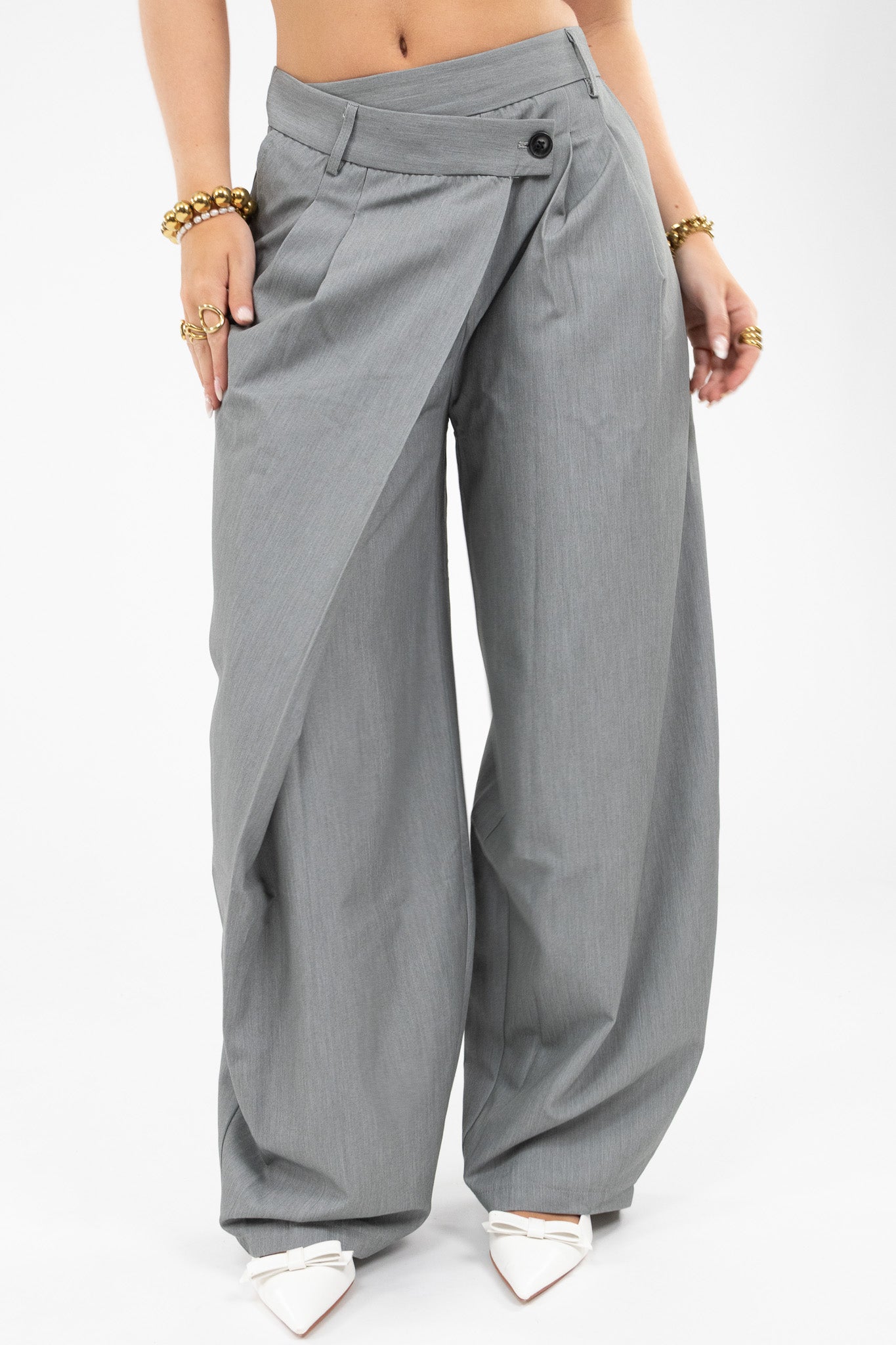 Pleated Wide Leg Trousers